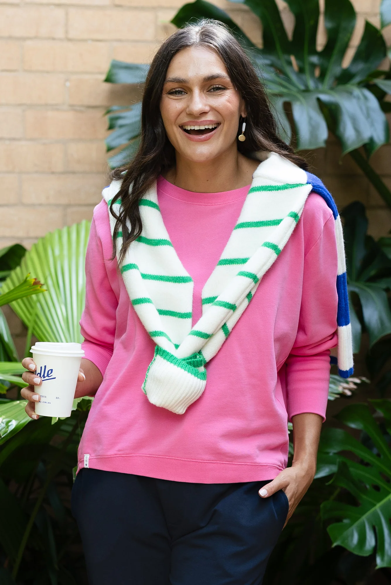 Divine Hot Pink Cotton Crew Sweatshirt