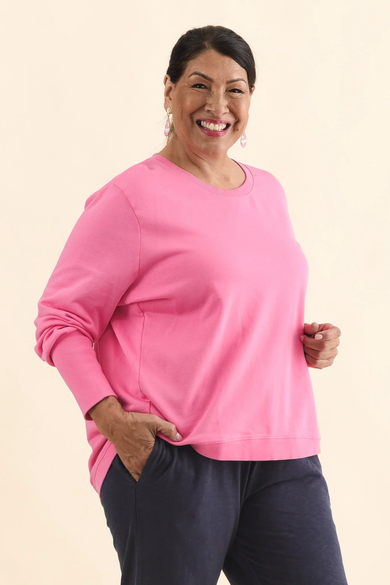 Divine Hot Pink Cotton Crew Sweatshirt - Image 10