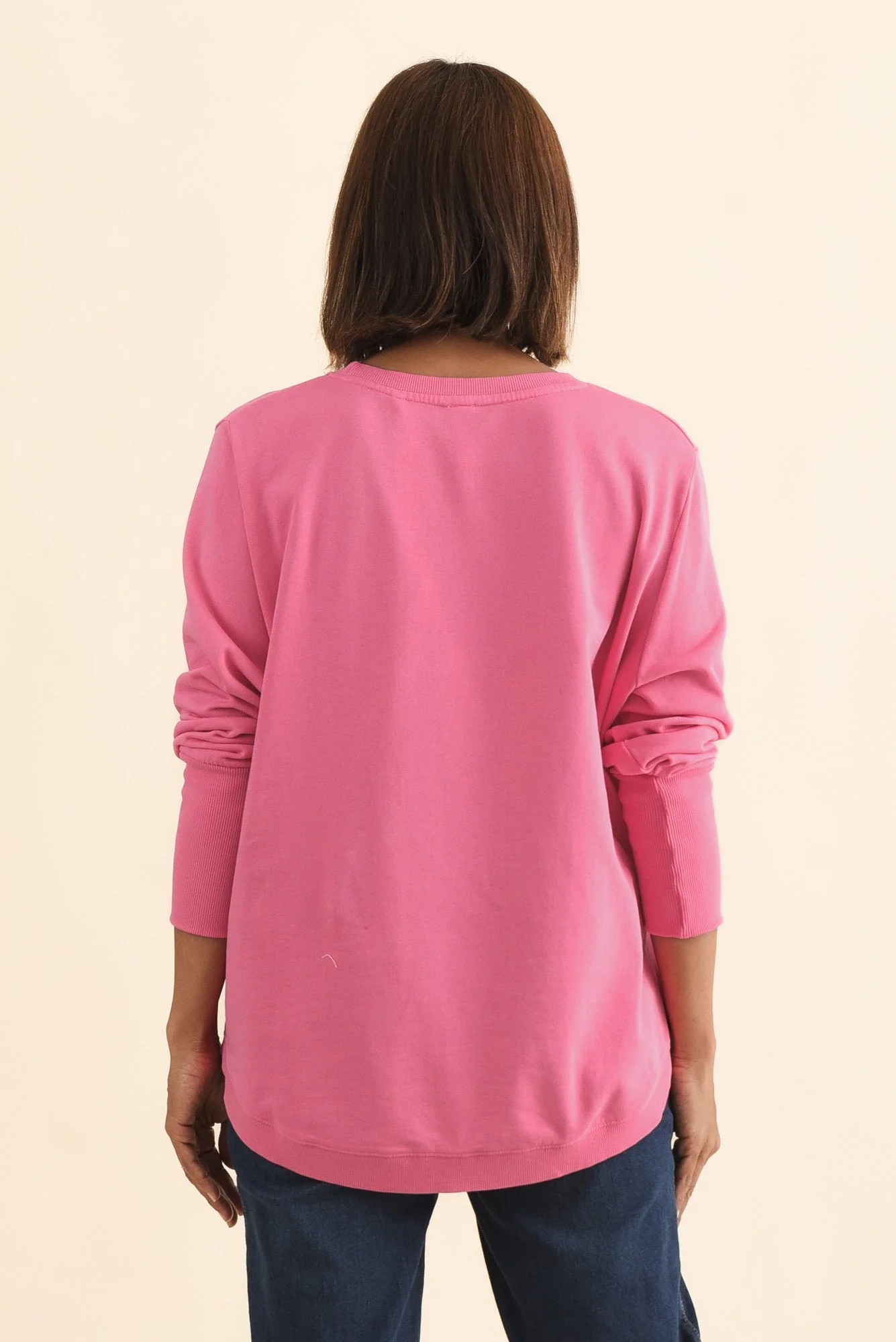 Divine Hot Pink Cotton Crew Sweatshirt - Image 5