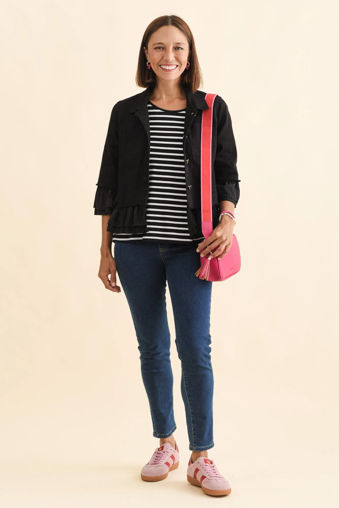 Dolores Black Cotton Frill Jacket - Image 2