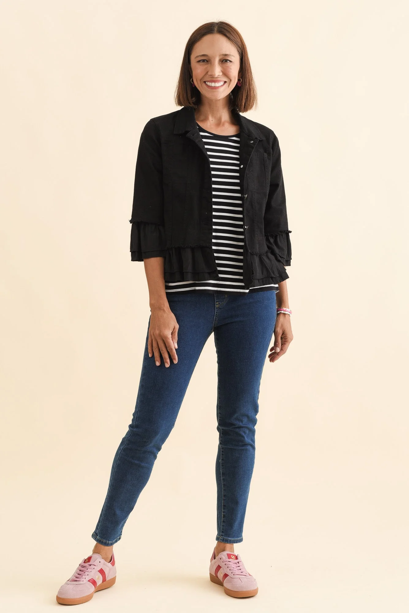 Dolores Black Cotton Frill Jacket - Image 6