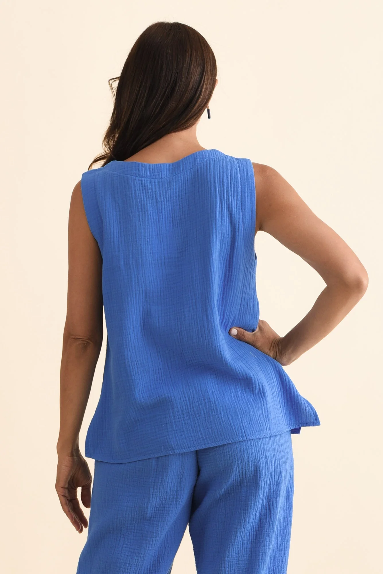 Dorey Cobalt Cotton Cheesecloth Tank - Image 4