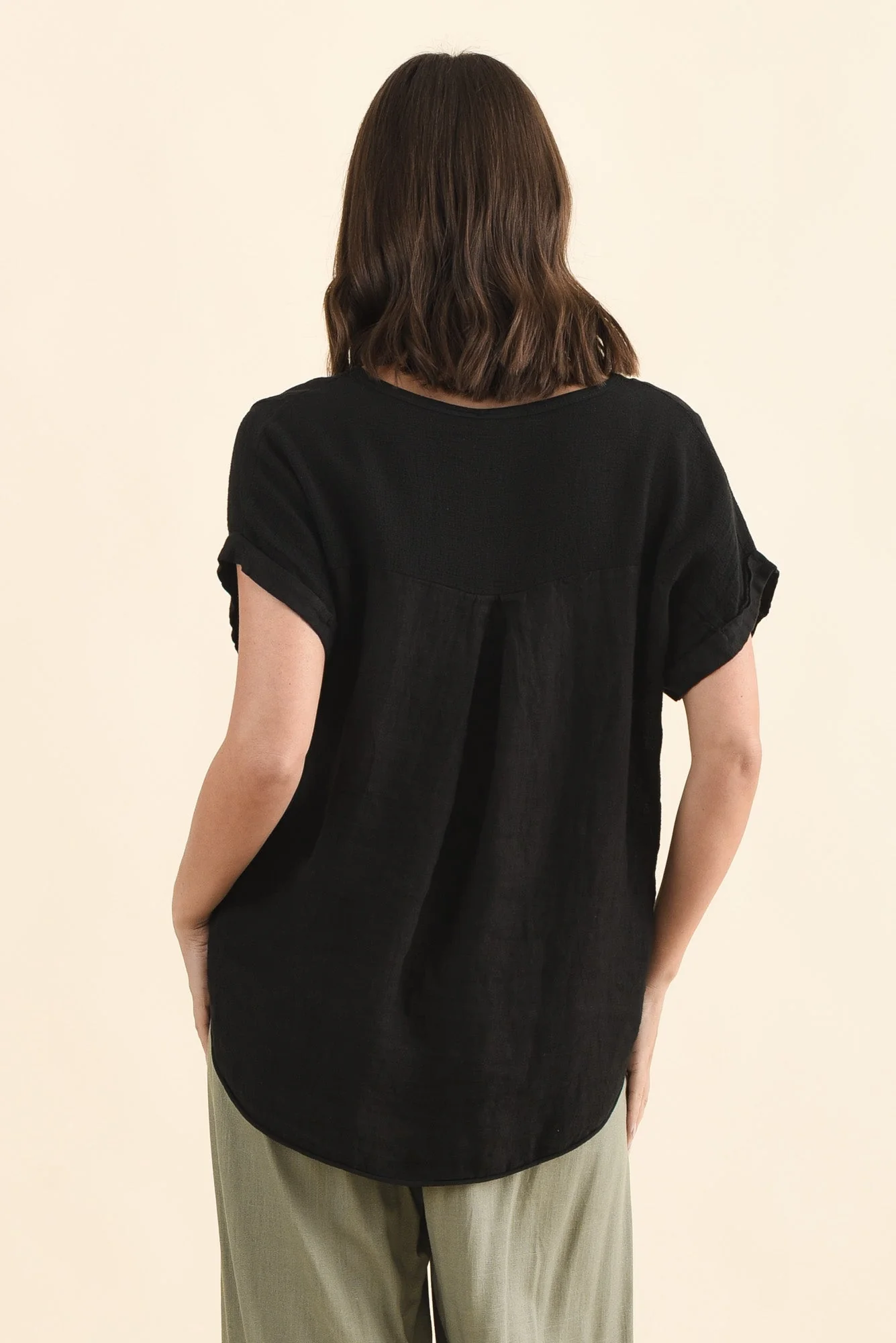 Dorian Black Linen Cotton Top - Image 4