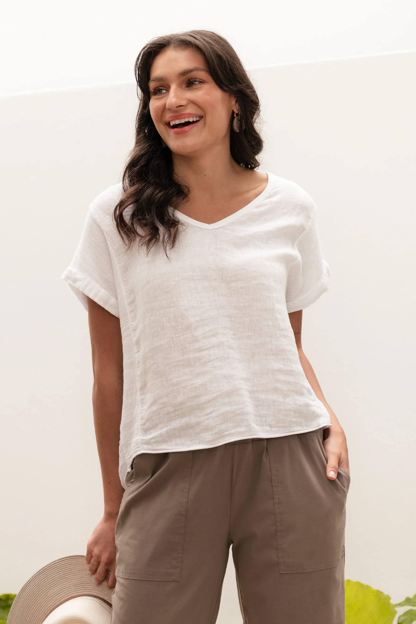 Dorian White Linen Cotton Top