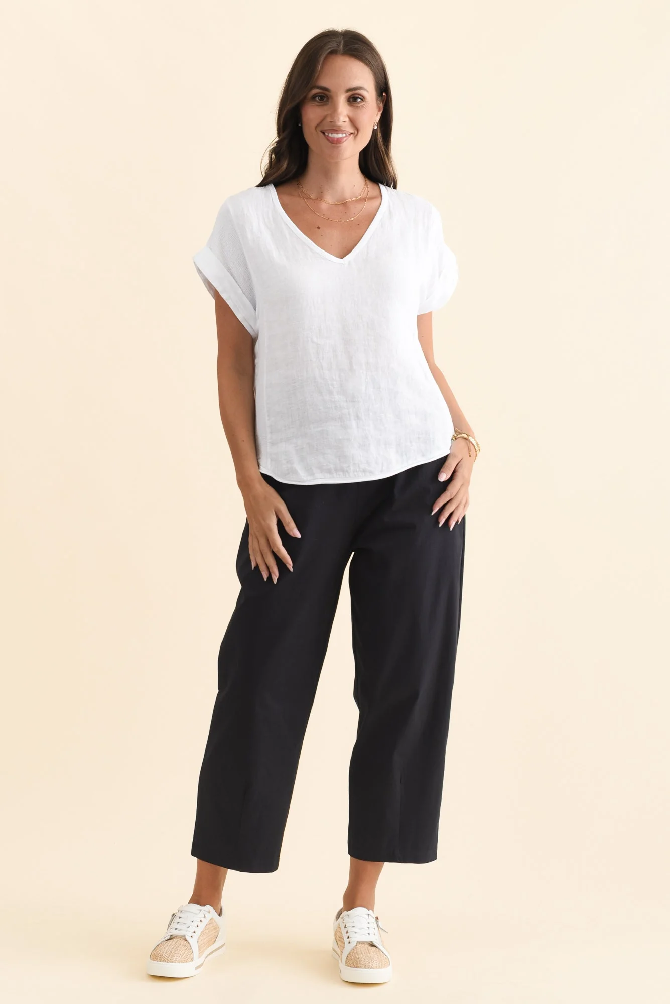 Dorian White Linen Cotton Top - Image 3