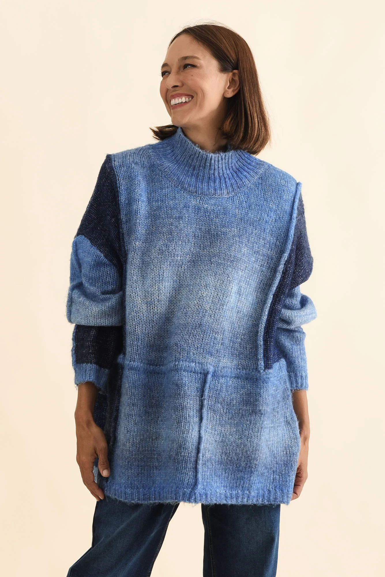 Eclipse Blue Splice Knit Jumper
