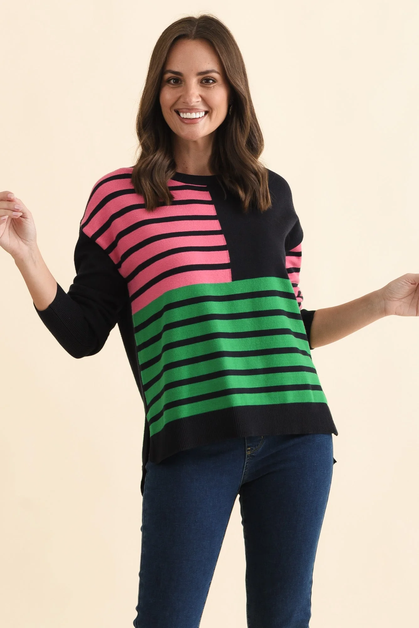 Effie Navy Stripe Knit Jumper