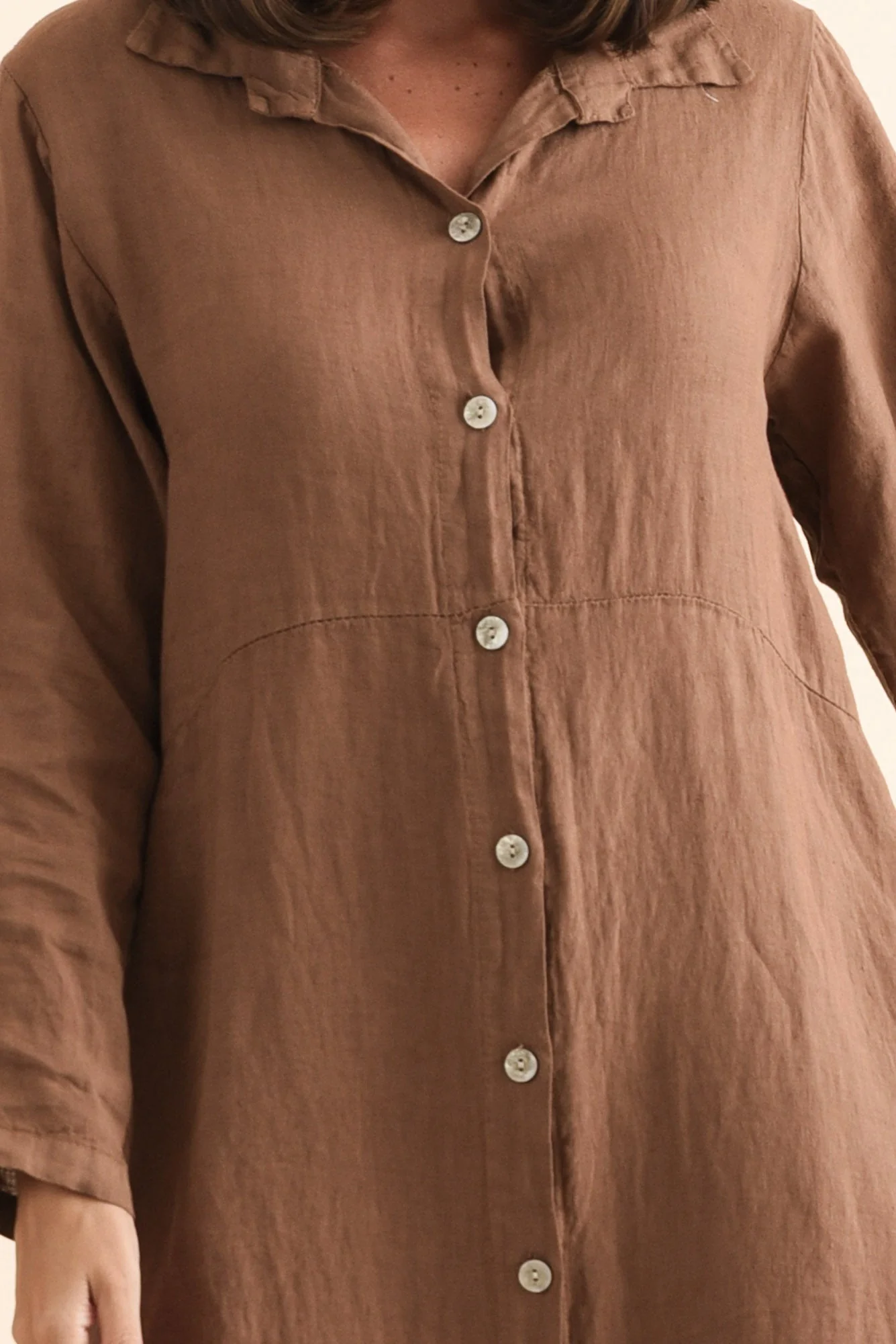 Elin Mocha Linen Shirt Dress - Image 5