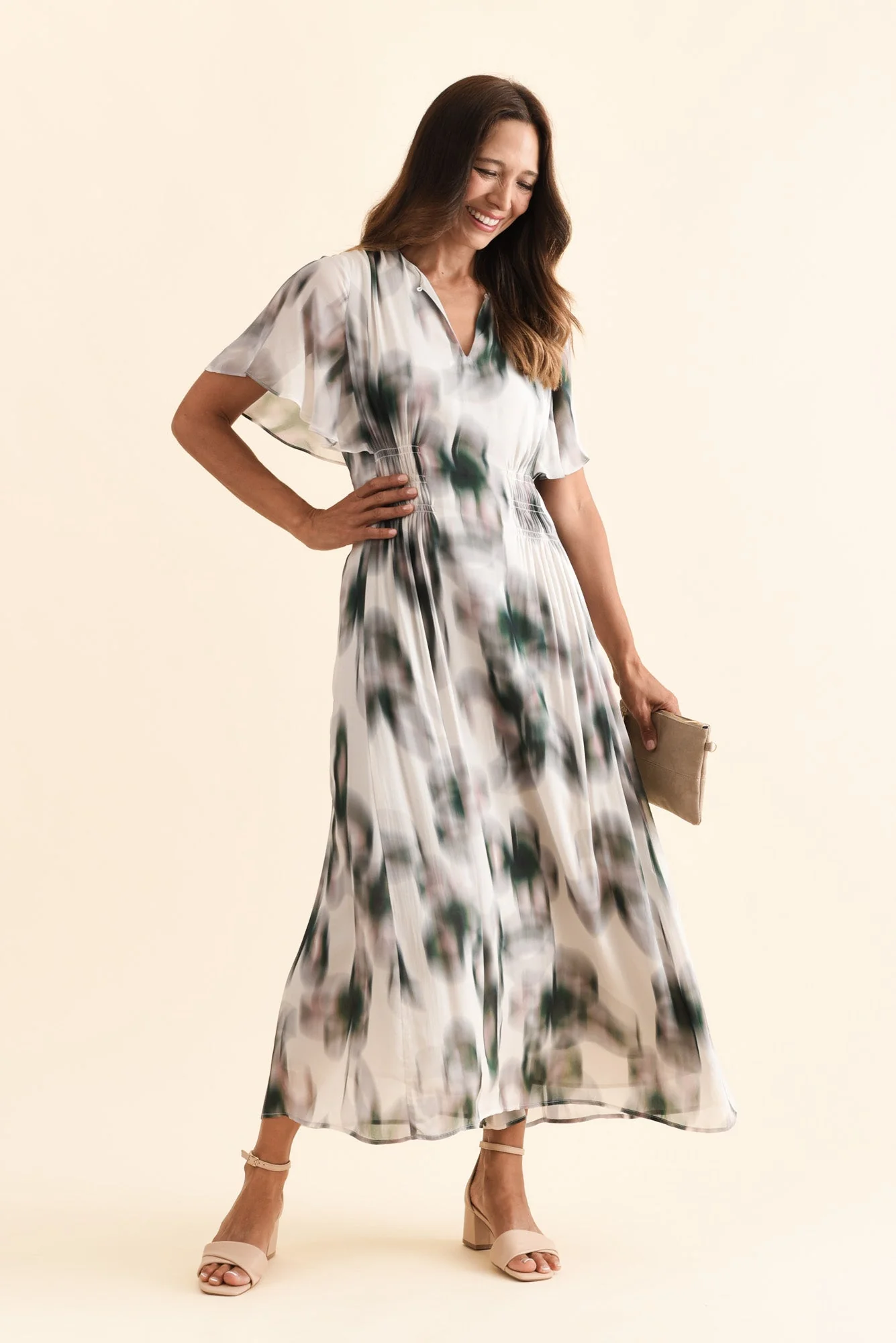 Elise Ivory Bloom Ruffle Dress