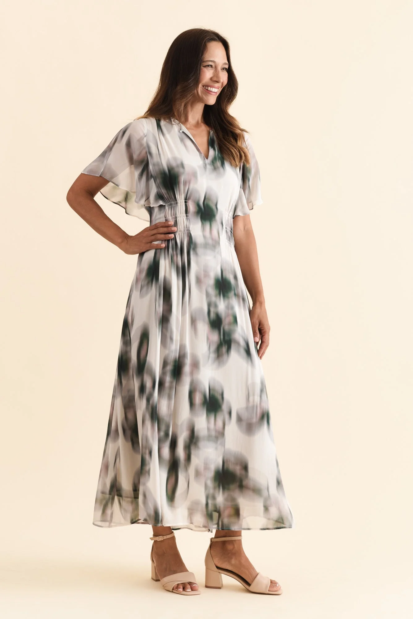 Elise Ivory Bloom Ruffle Dress - Image 3