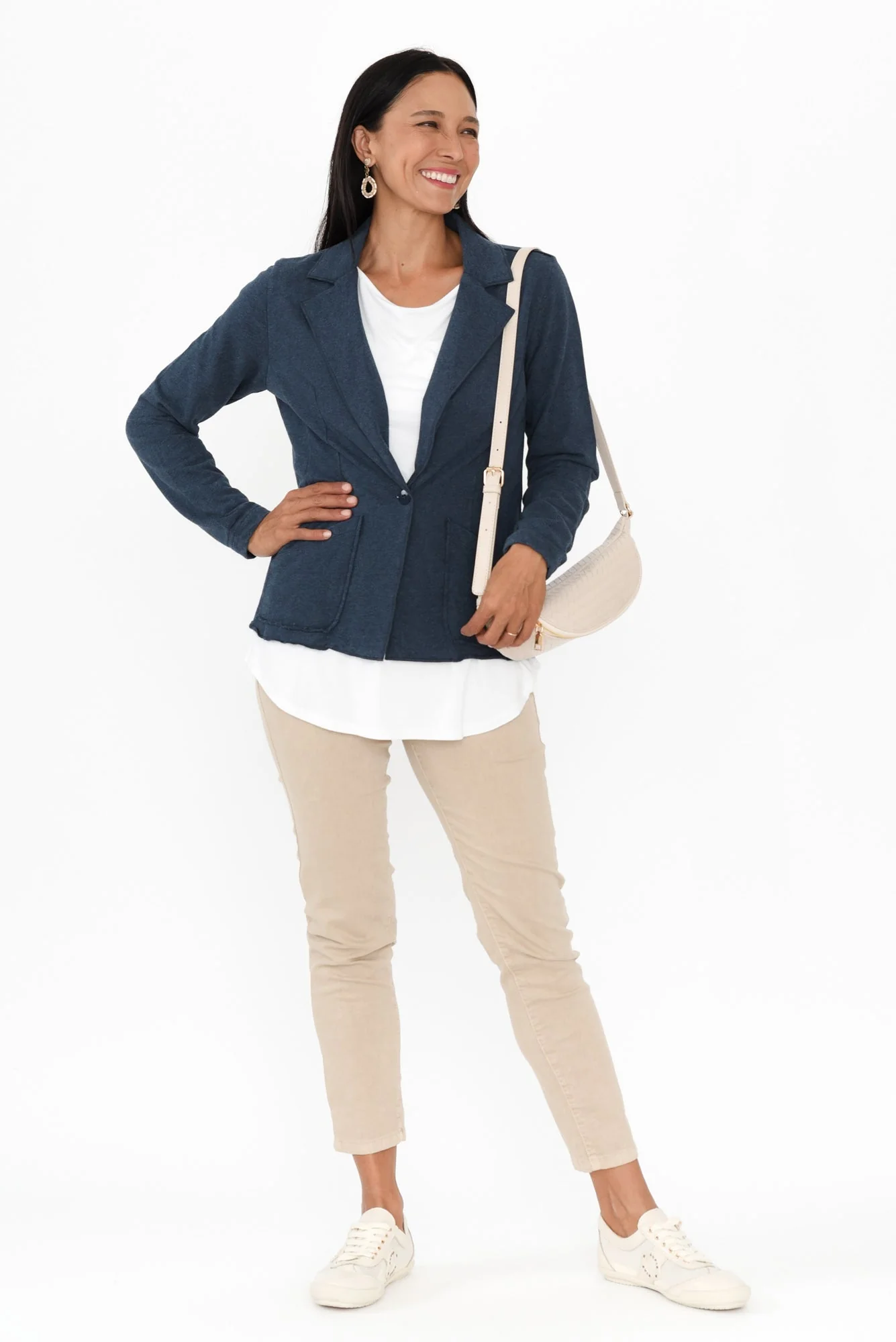 Elissa Navy Cotton Blazer - Image 3