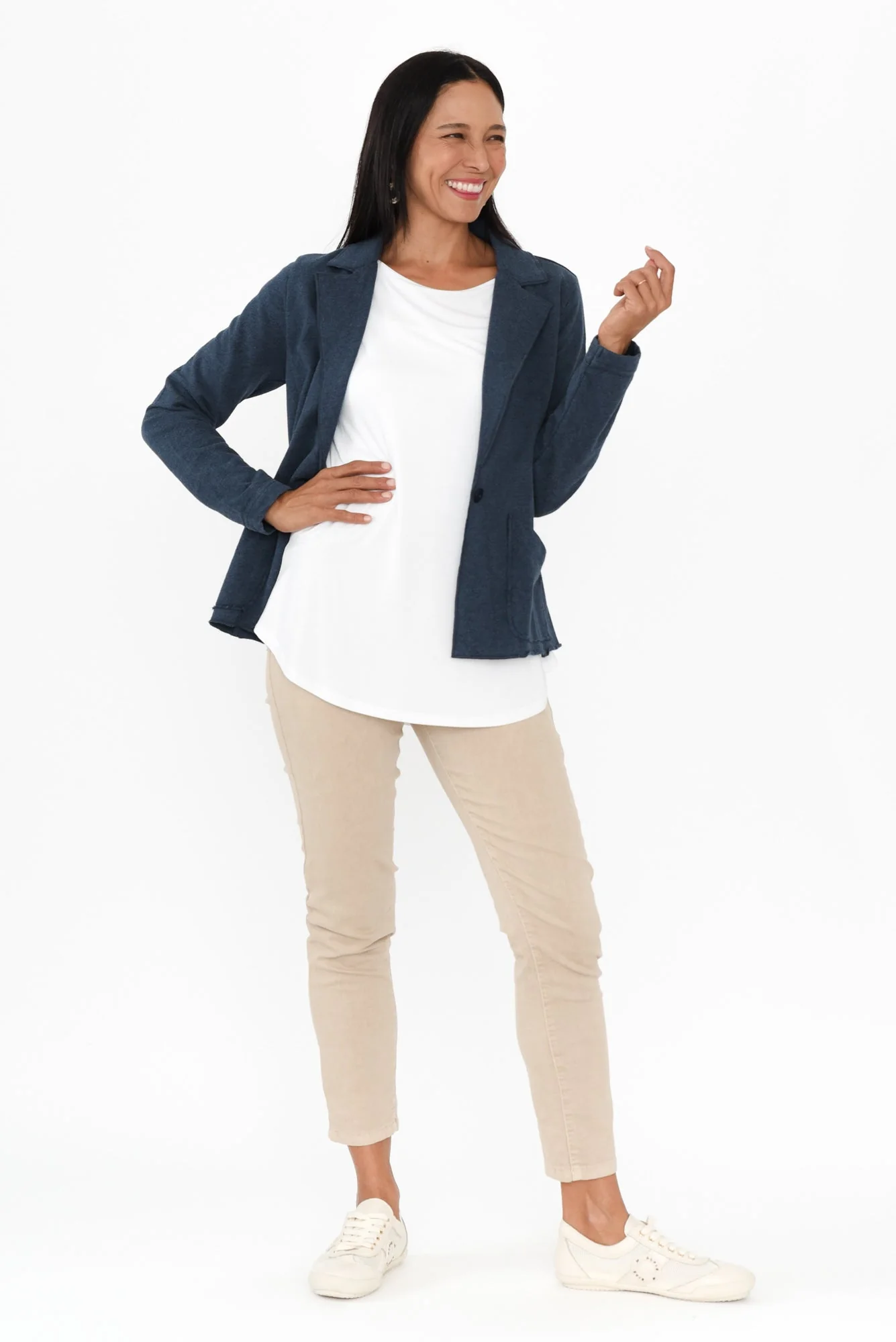 Elissa Navy Cotton Blazer - Image 7