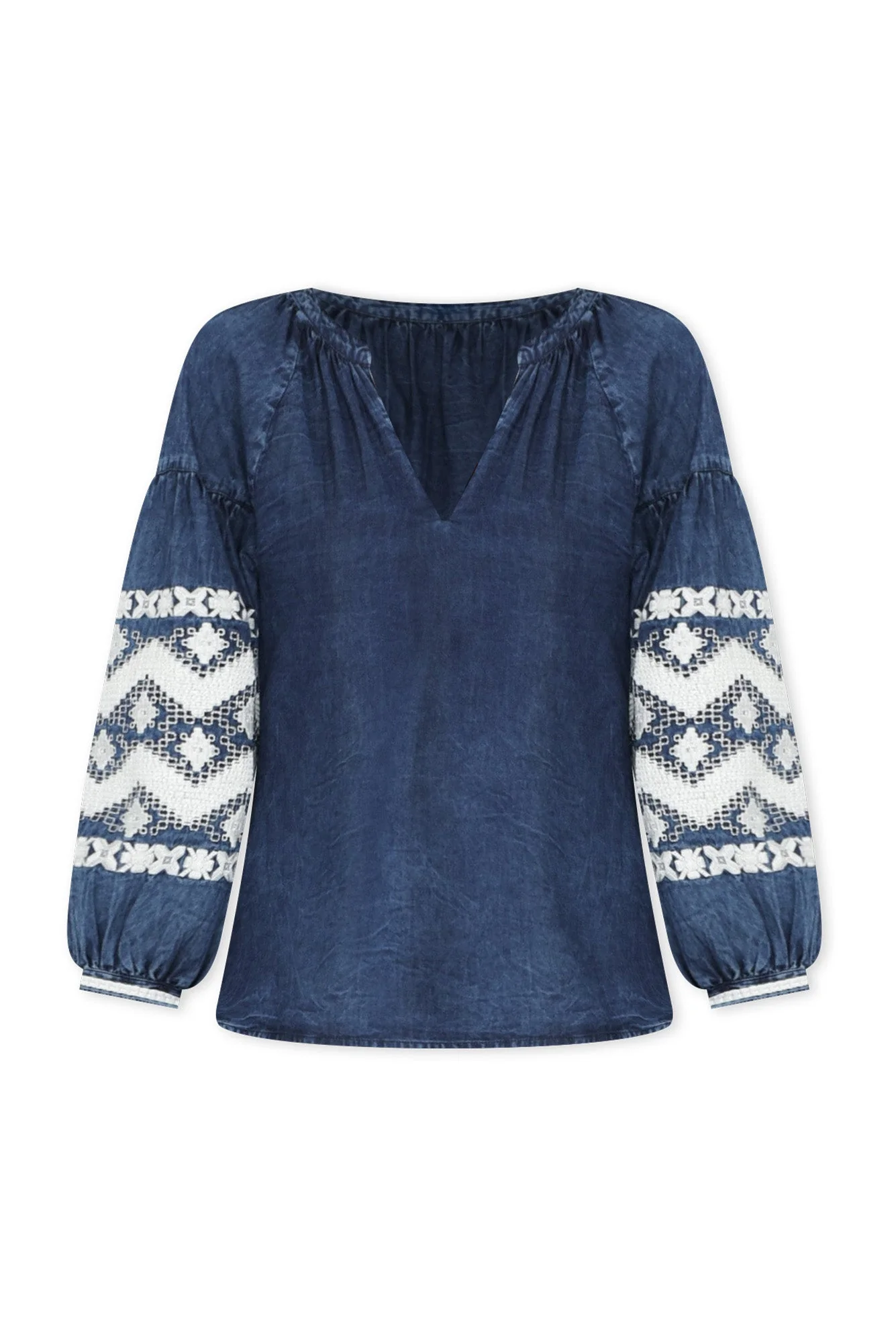 Elkana Blue Denim Embroidered Top - Image 2