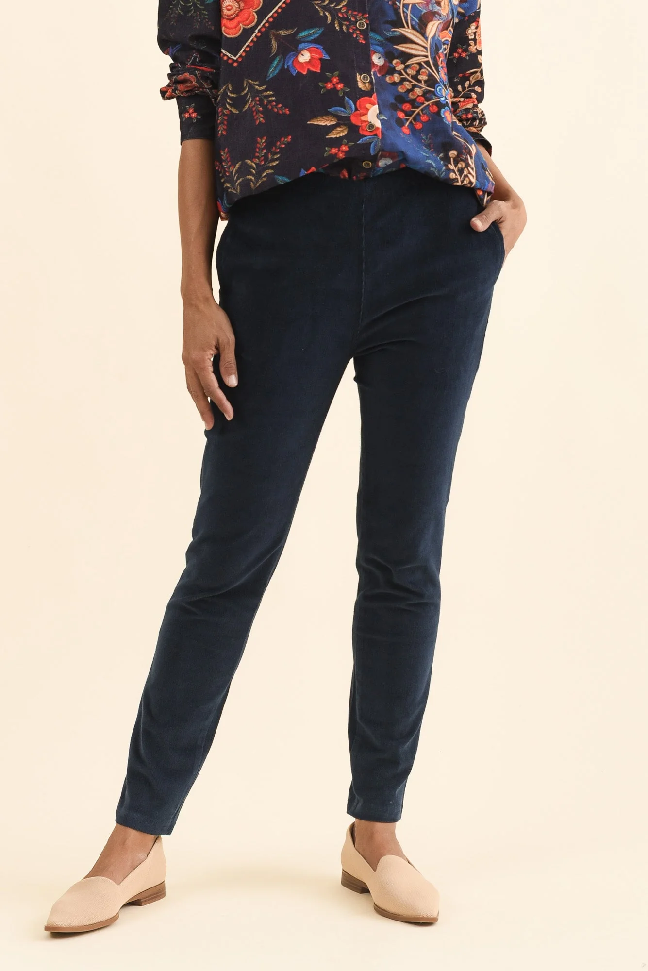 Elle Navy Corduroy Pants
