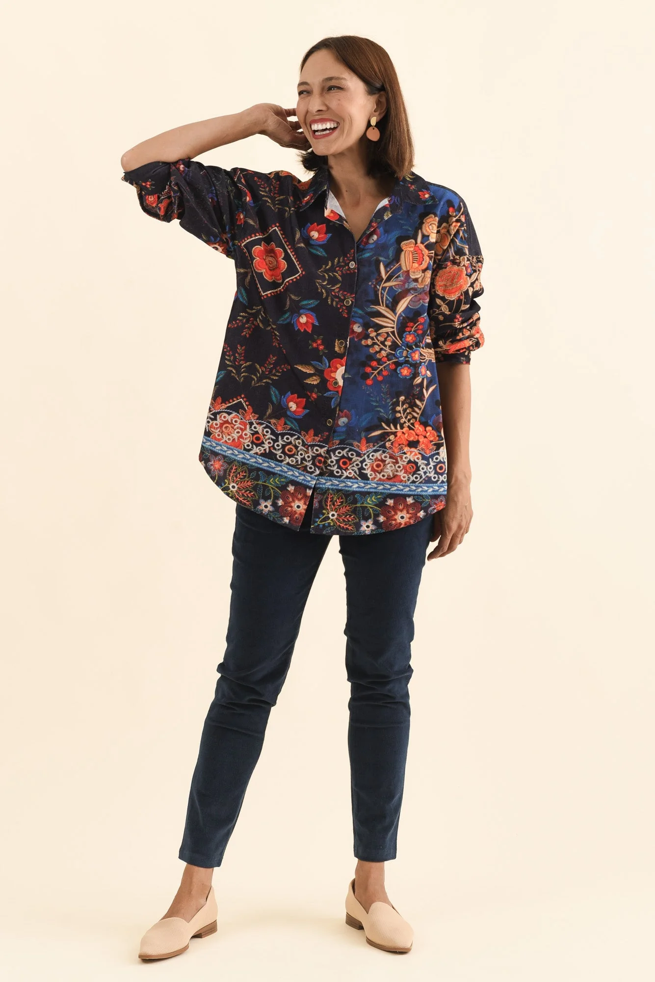 Elle Navy Corduroy Pants - Image 6