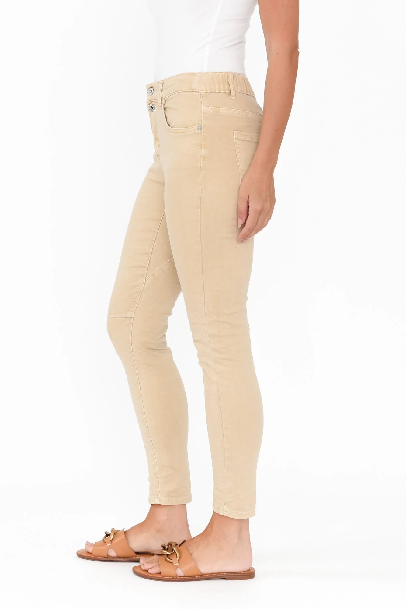 Ellery Beige Cotton Stretch Jeans - Image 4