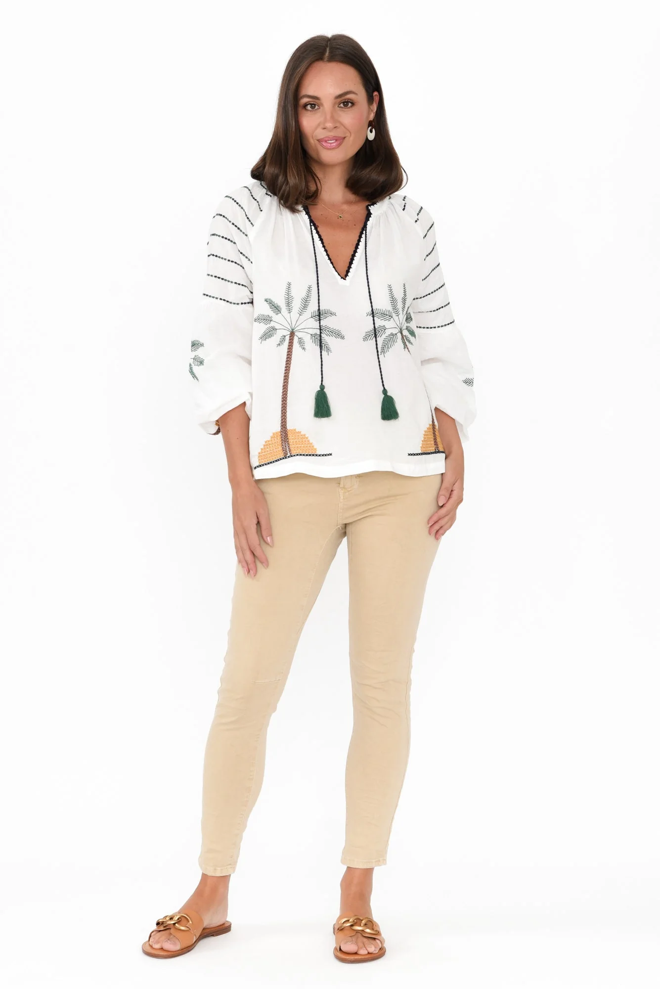 Ellery Beige Cotton Stretch Jeans - Image 7