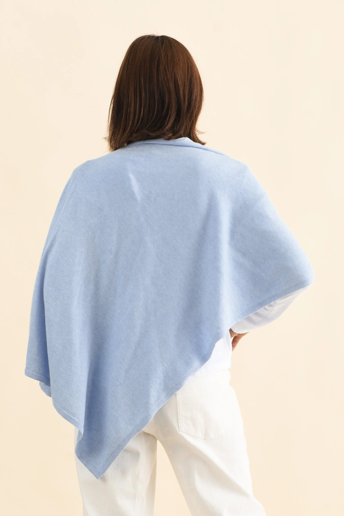 Elorie Blue Cotton Cashmere Poncho - Image 4