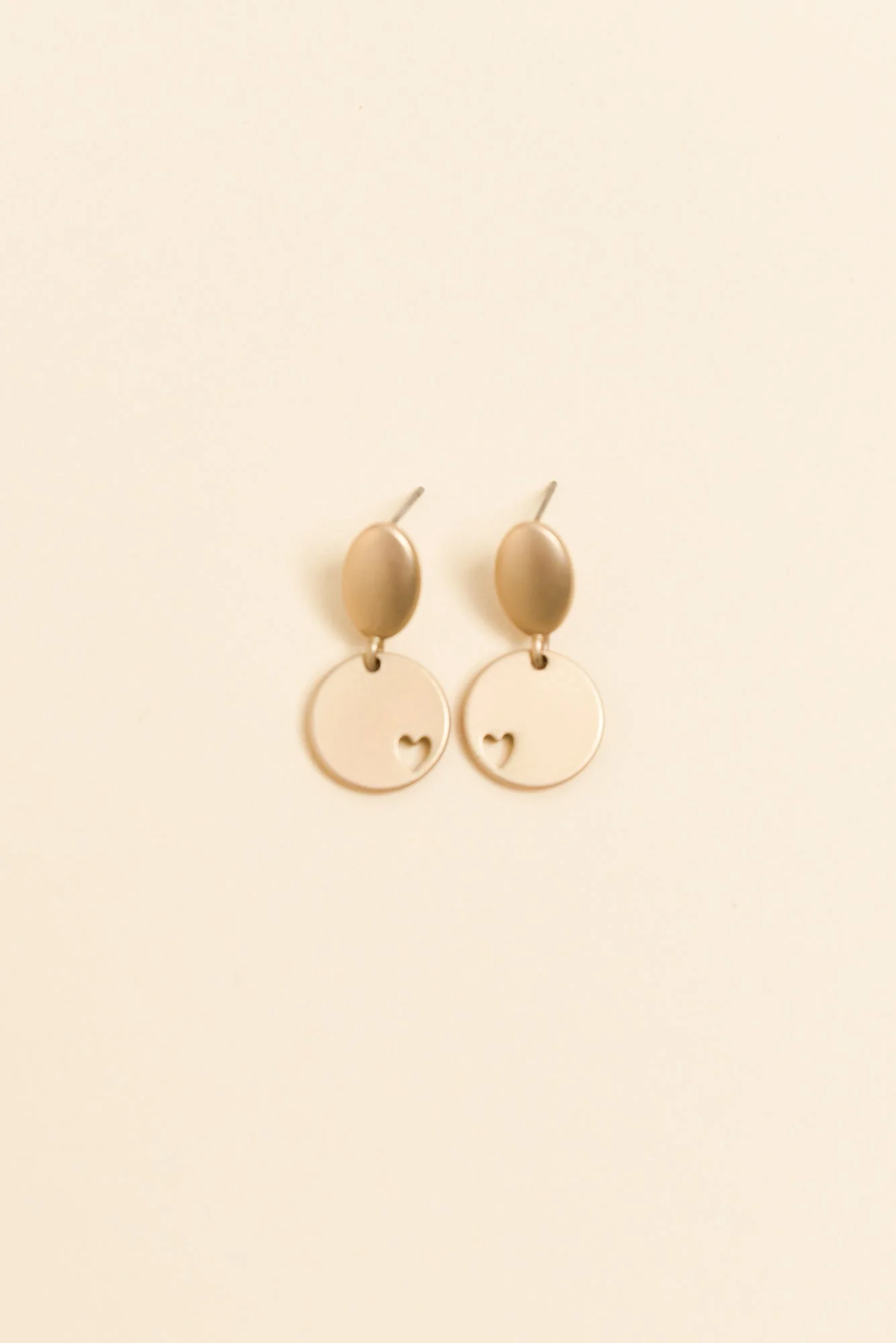 Elsa Gold Heart Disc Earrings