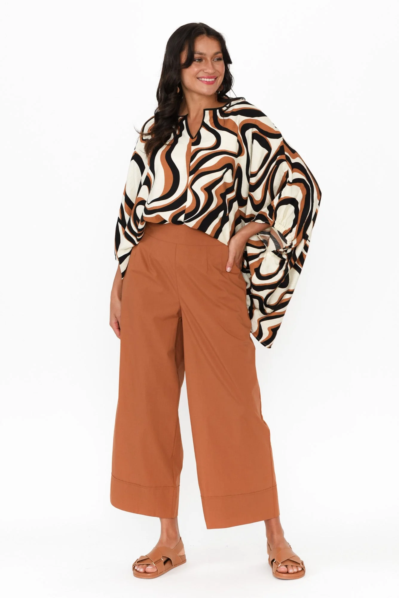 Emily Rust Lyocell Wide Leg Pants - Image 2