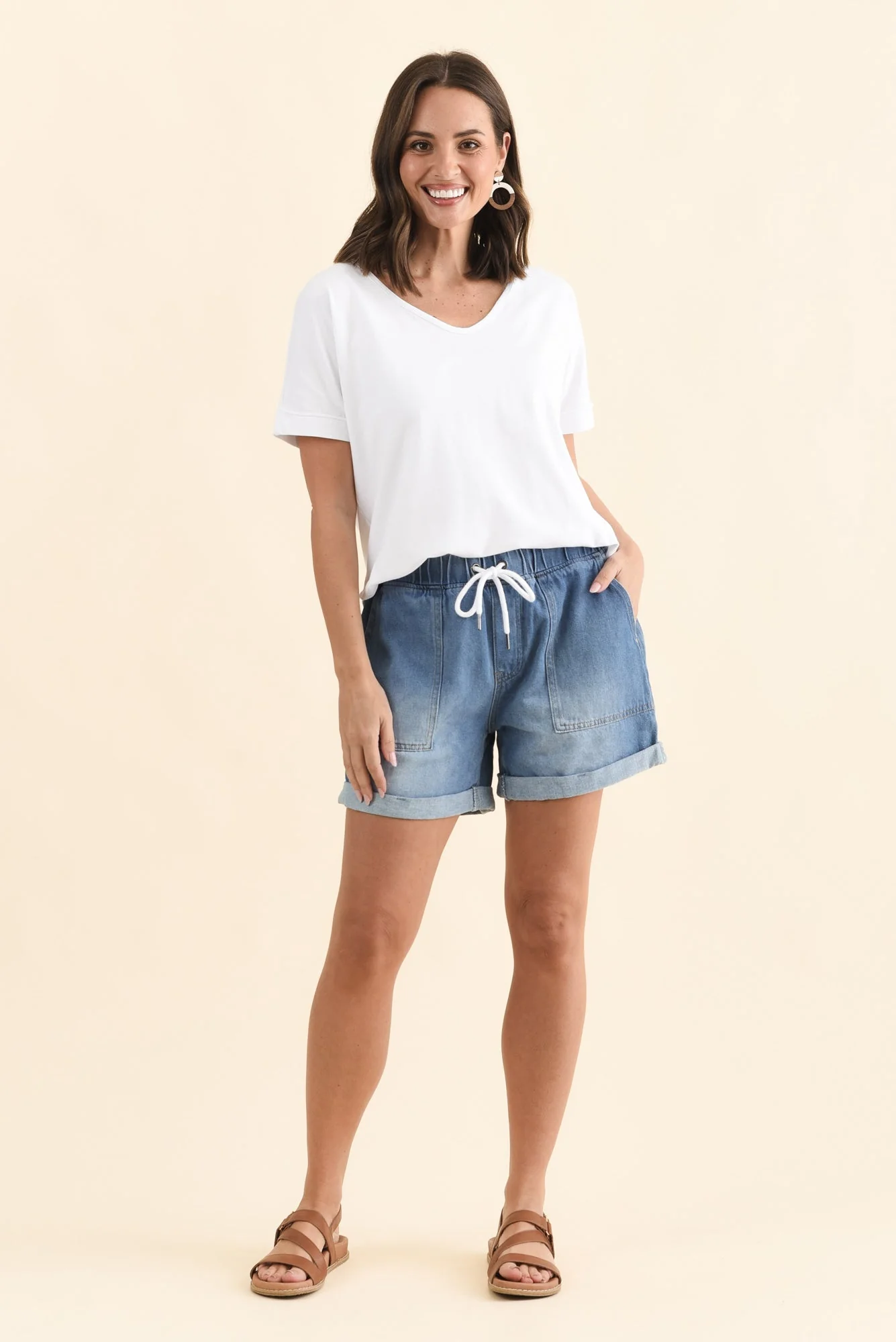 Emma Blue Denim Relaxed Shorts - Image 3