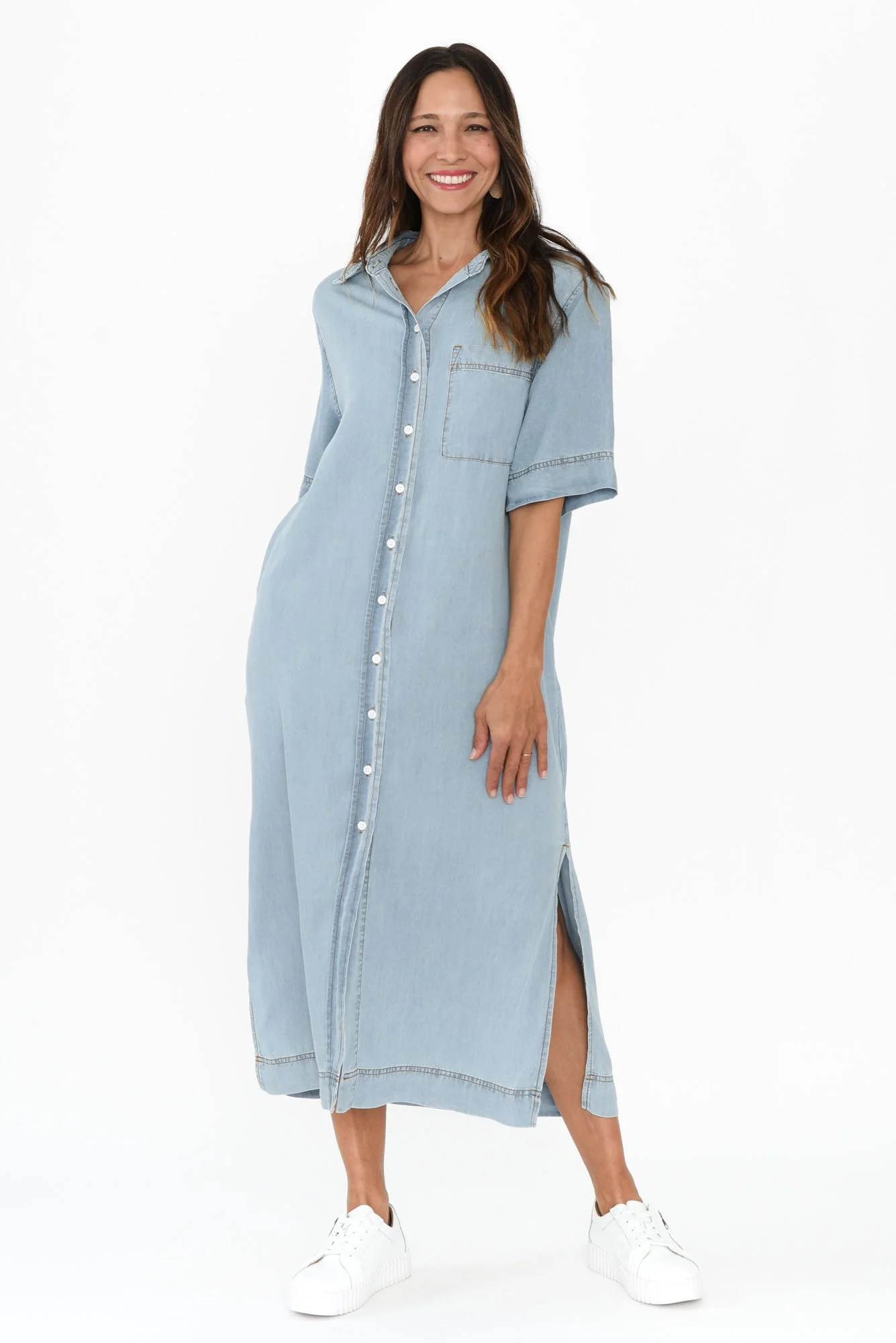 Emmy Blue Denim Shirt Dress - Image 7