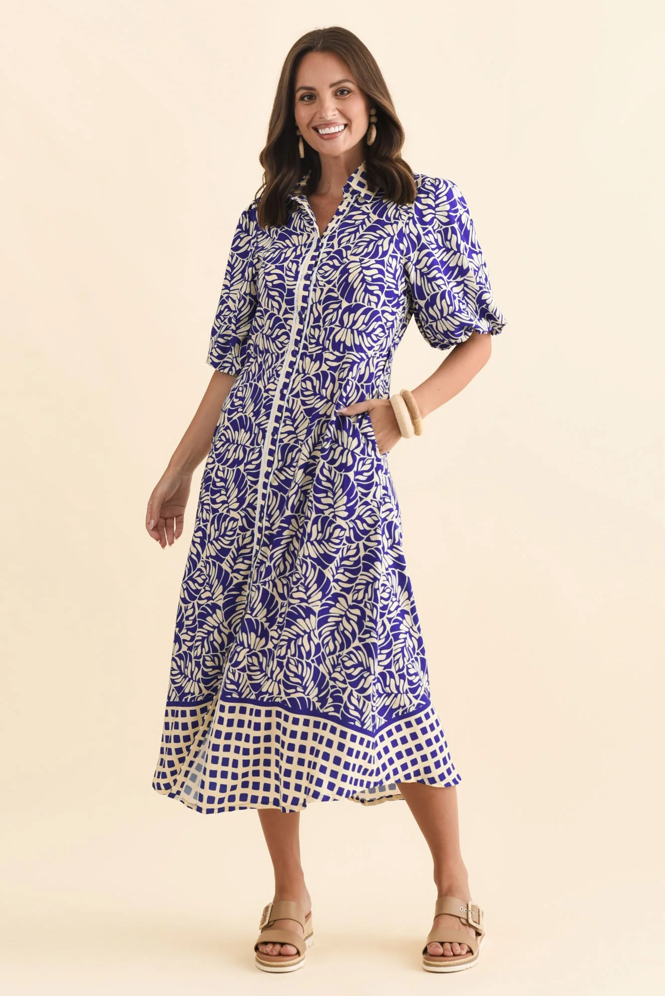 Eri Blue Fern Tie Dress - Image 2