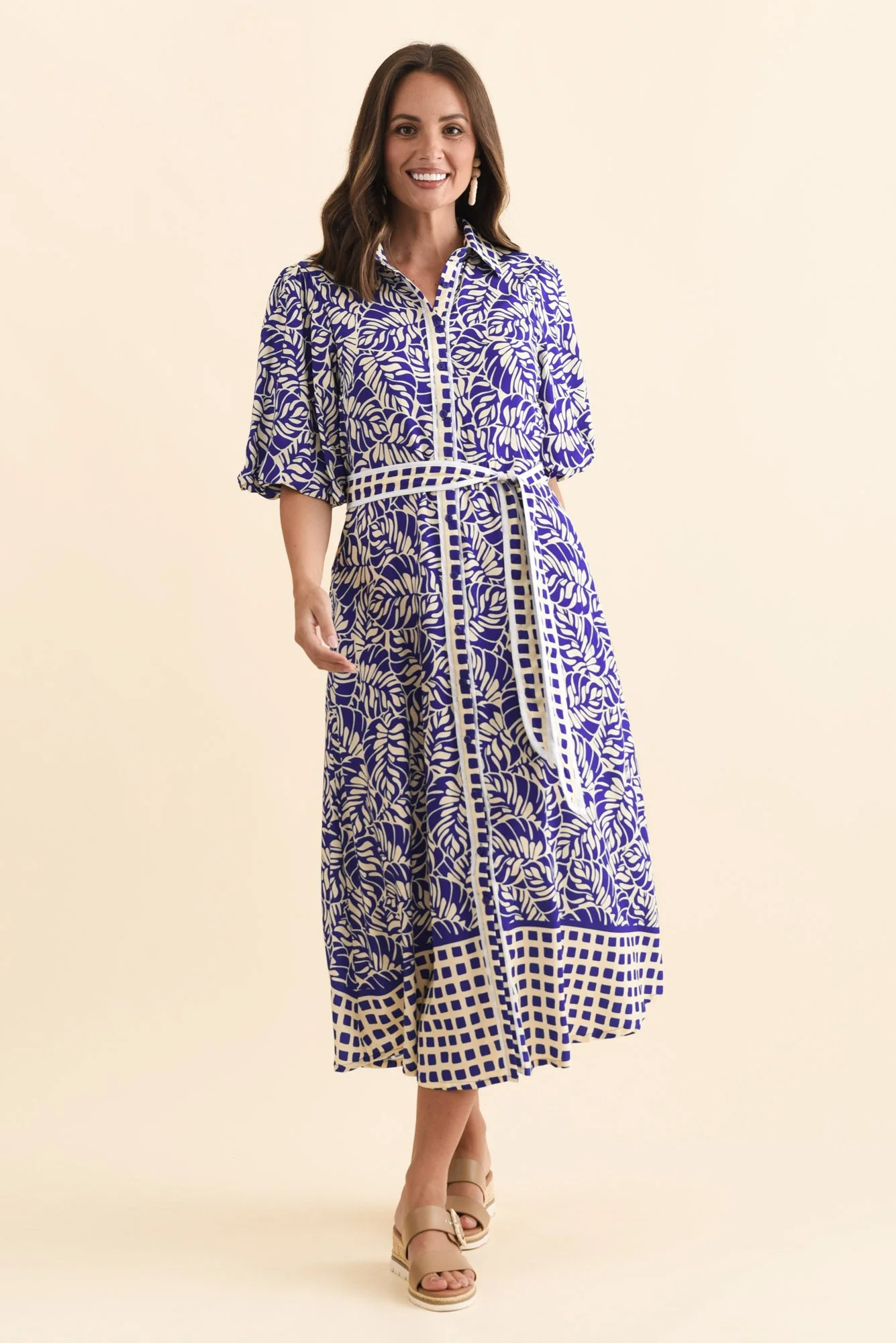 Eri Blue Fern Tie Dress - Image 3