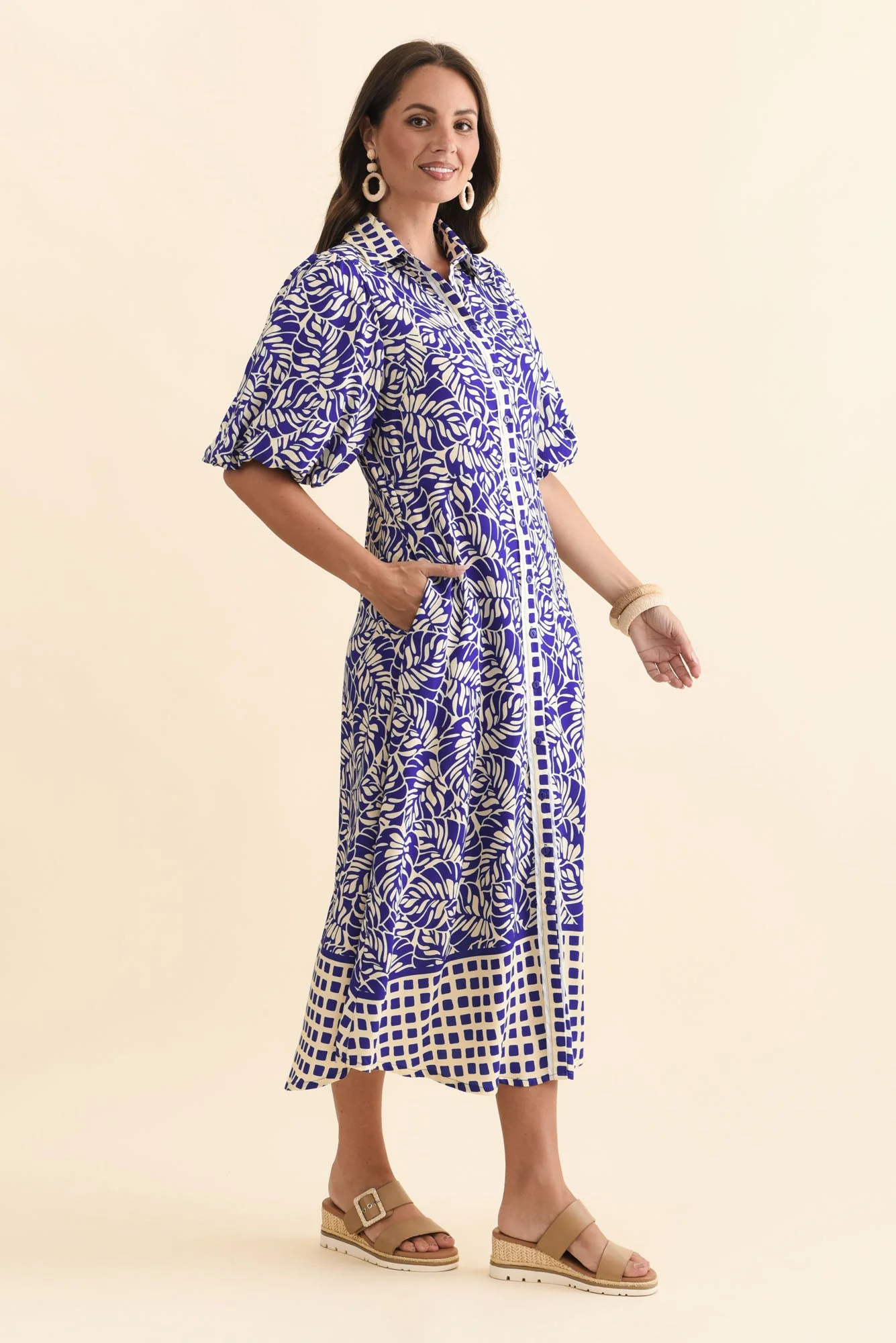 Eri Blue Fern Tie Dress - Image 4