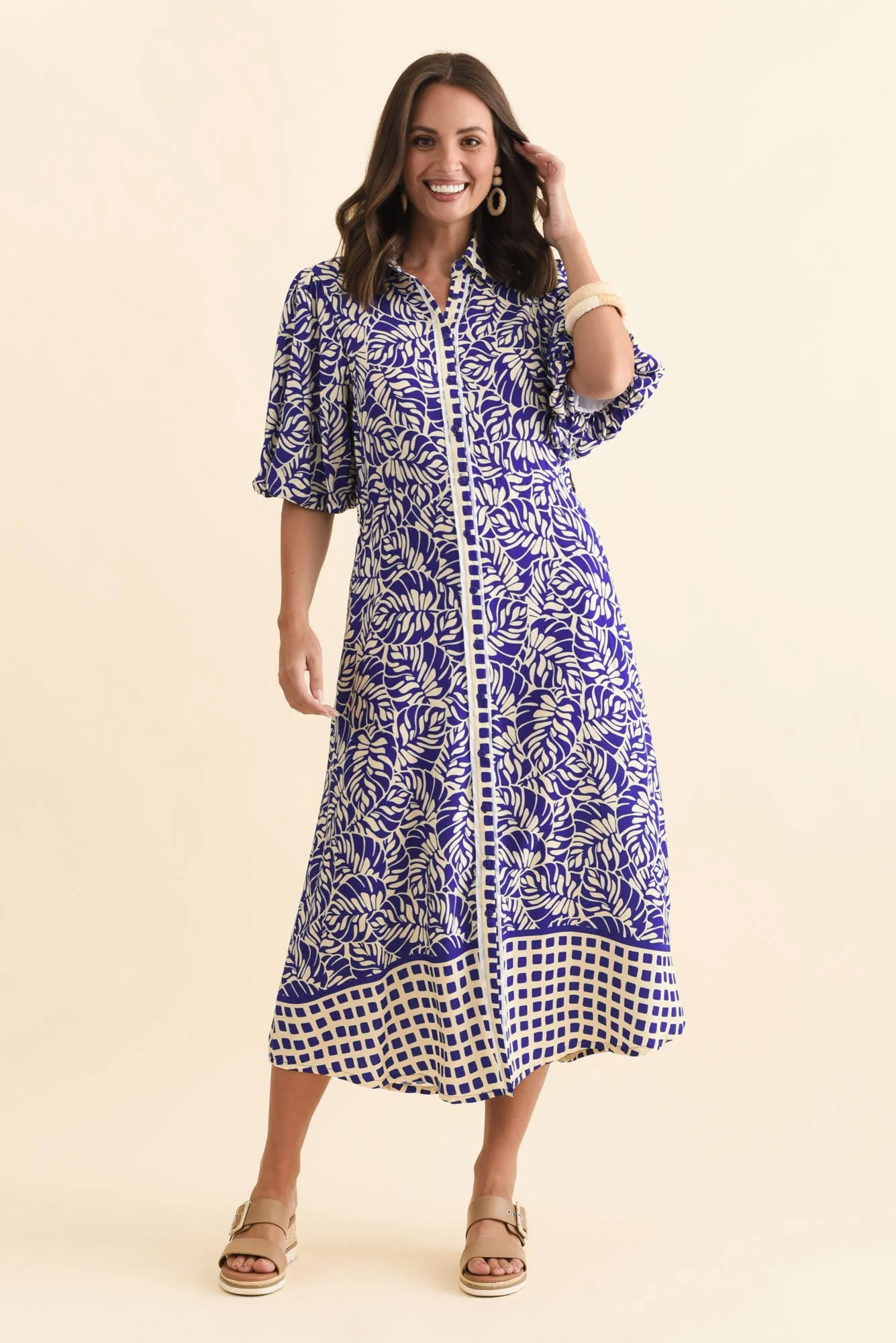 Eri Blue Fern Tie Dress - Image 7