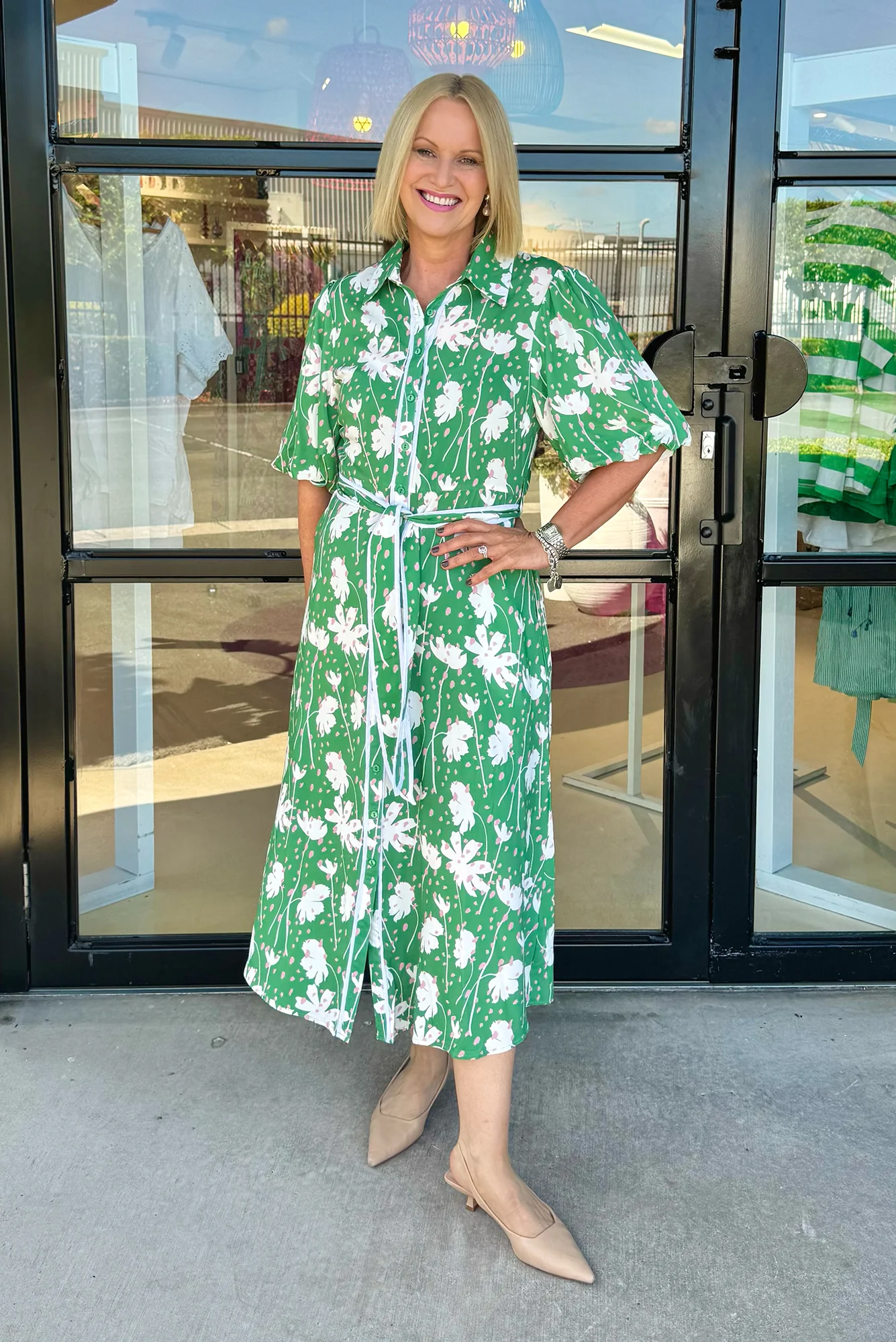 Eri Green Garden Tie Dress - Image 7