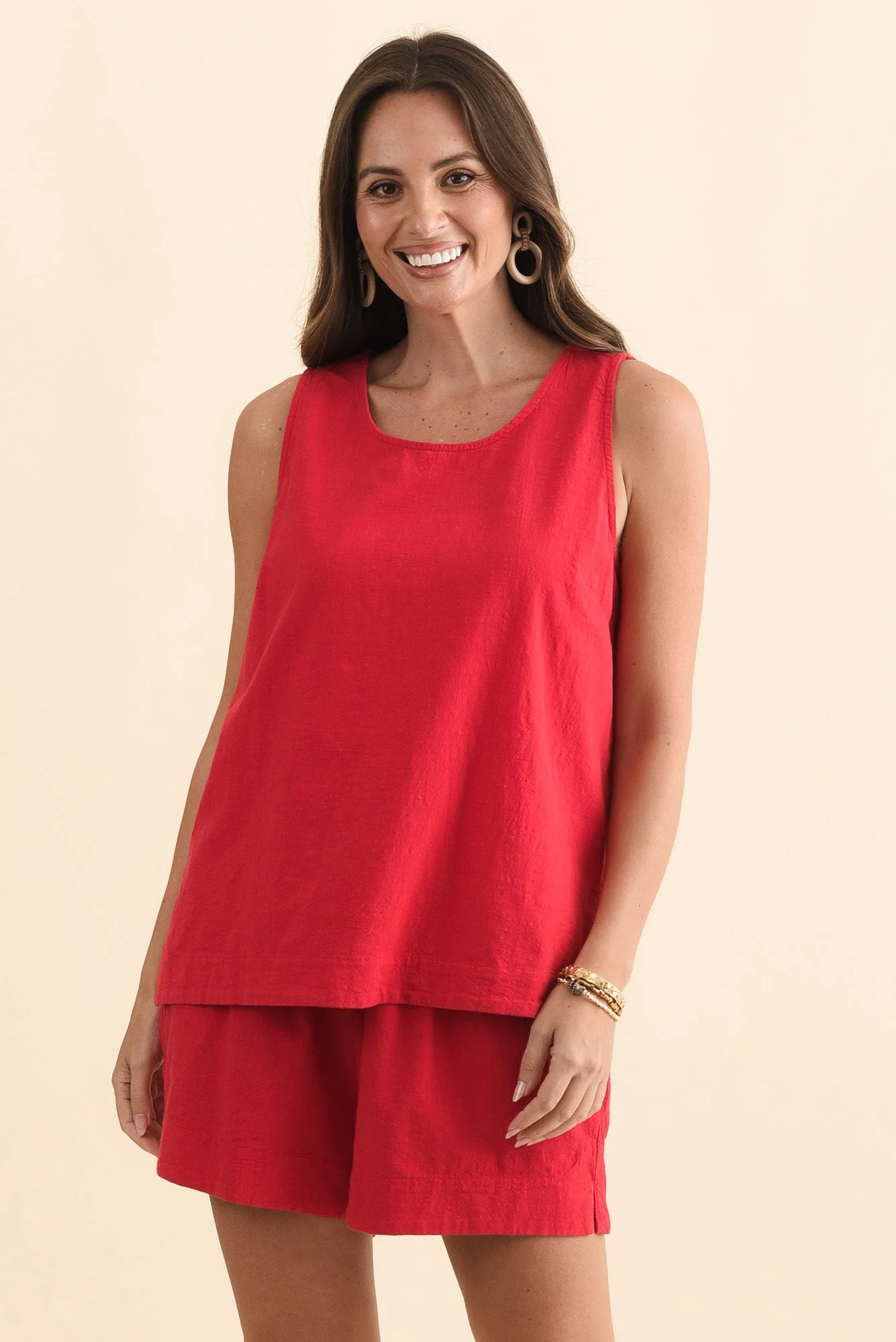 Esme Red Cotton Tank Top