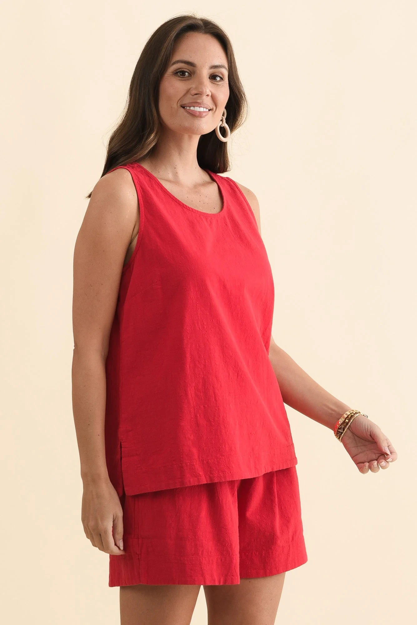 Esme Red Cotton Tank Top - Image 3