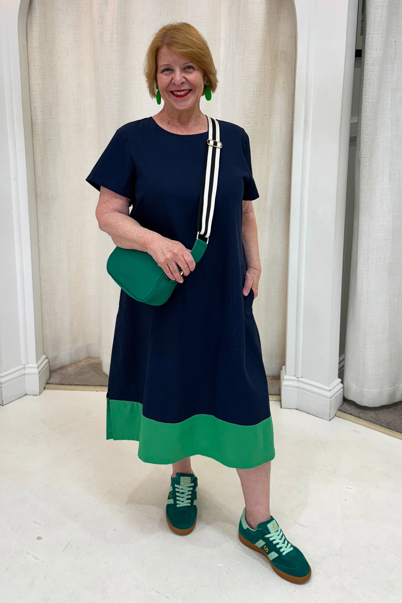 Etty Navy Splice Cotton Blend Tee Dress - Image 7
