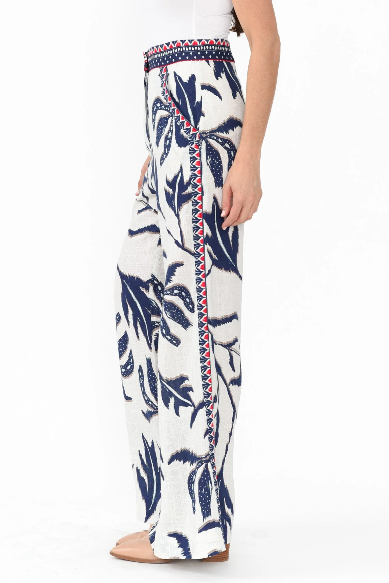 Eudora Palm Shadow Linen Blend Pants - Image 4