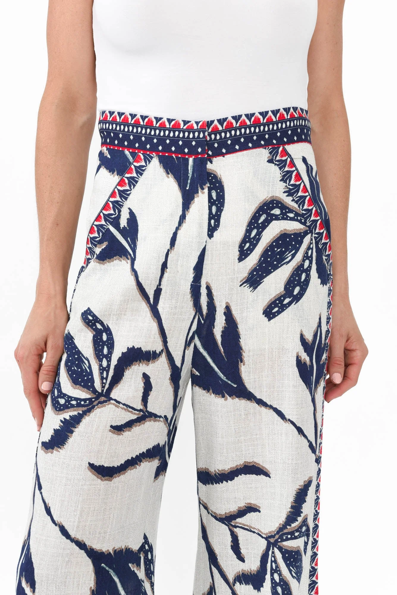 Eudora Palm Shadow Linen Blend Pants - Image 6