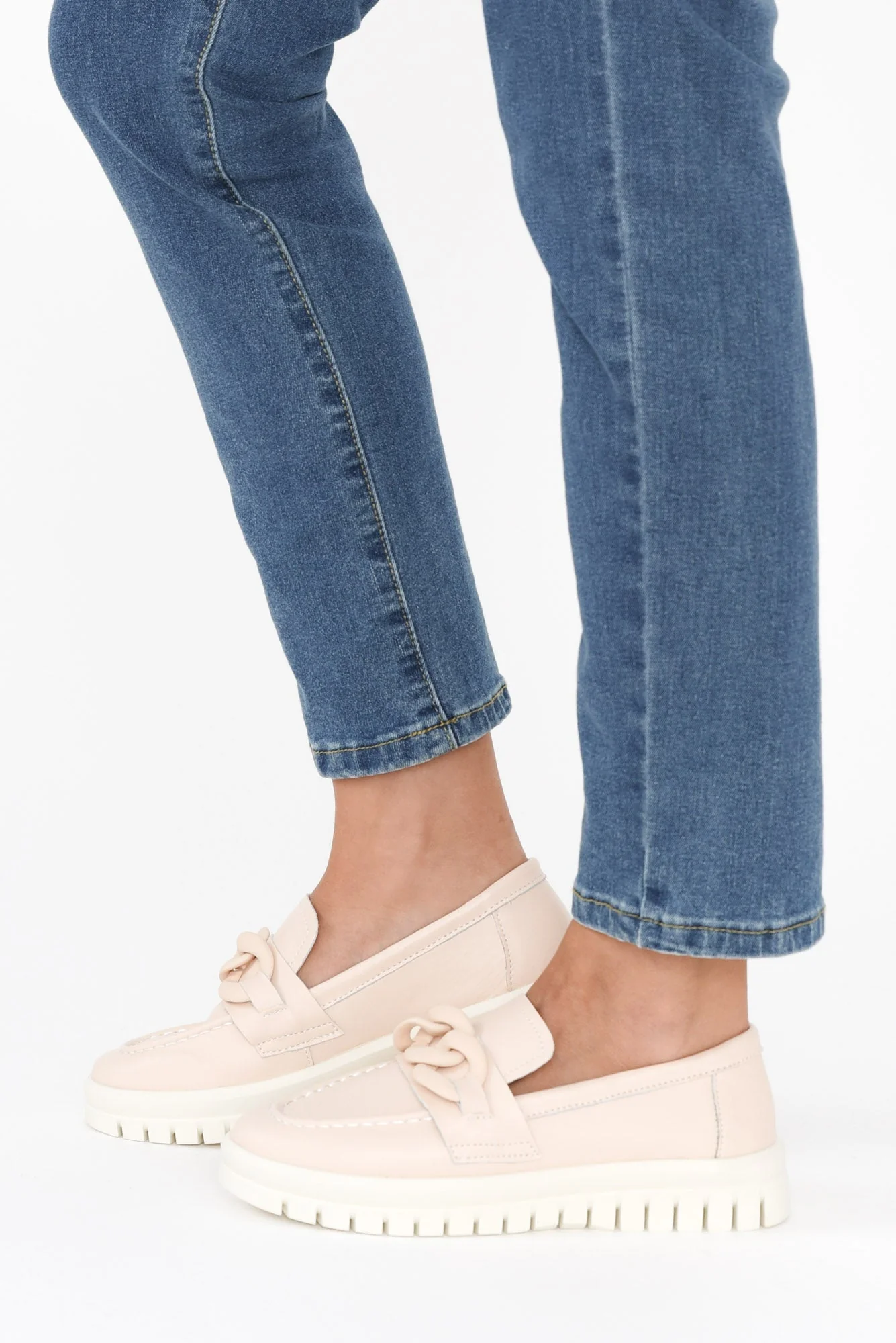 Euston Nude Leather Chain Loafer - Image 5