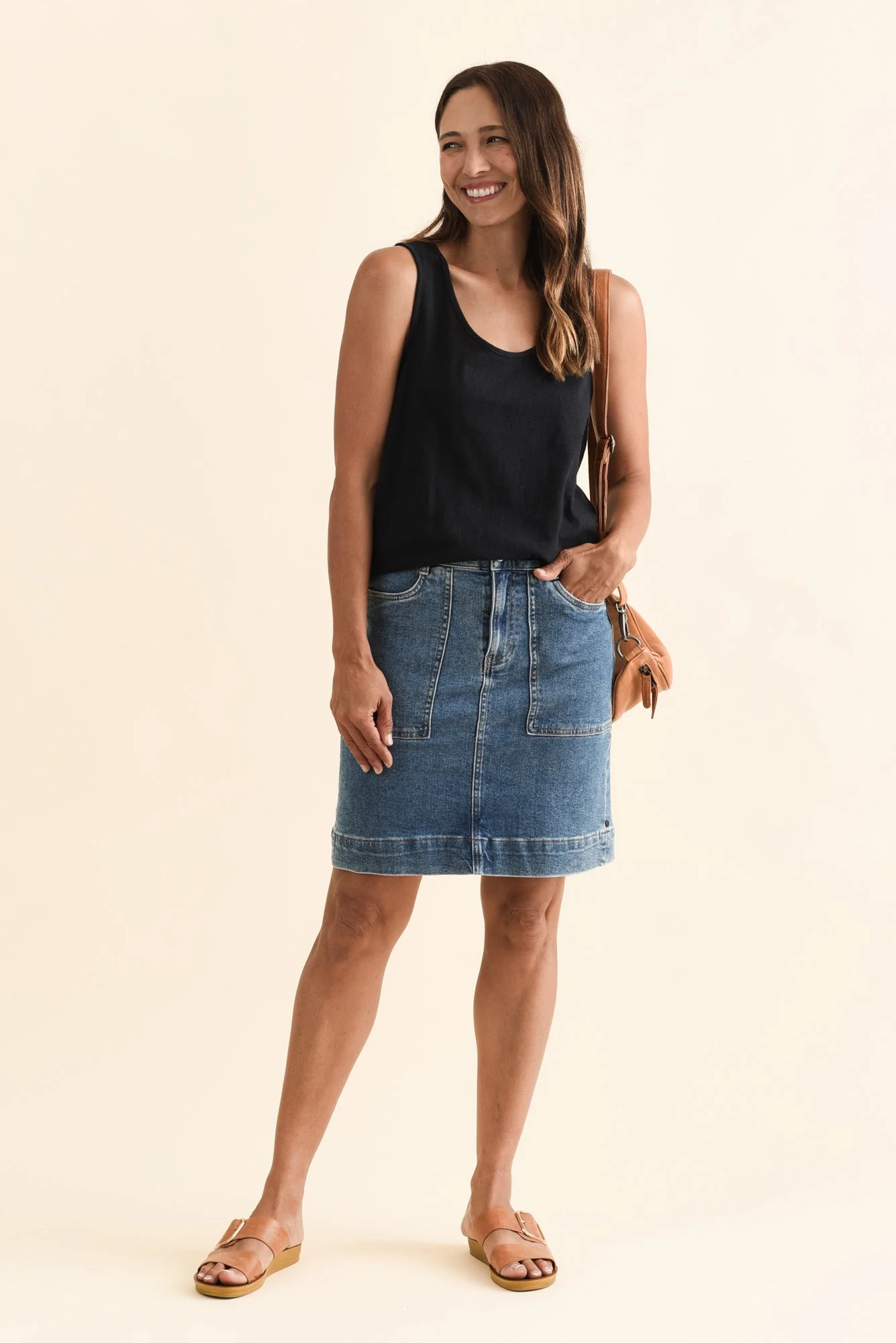 Evie Black Cotton Linen Tank - Image 2