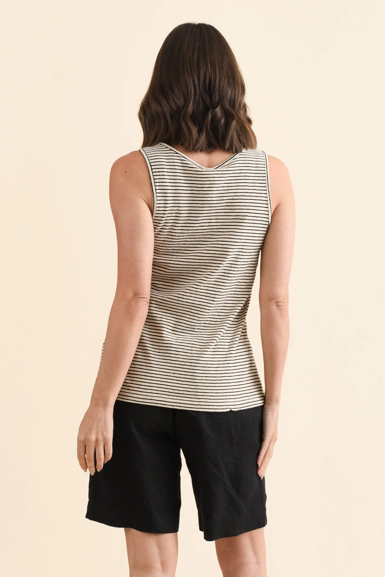 Evie Black Stripe Cotton Linen Tank - Image 5
