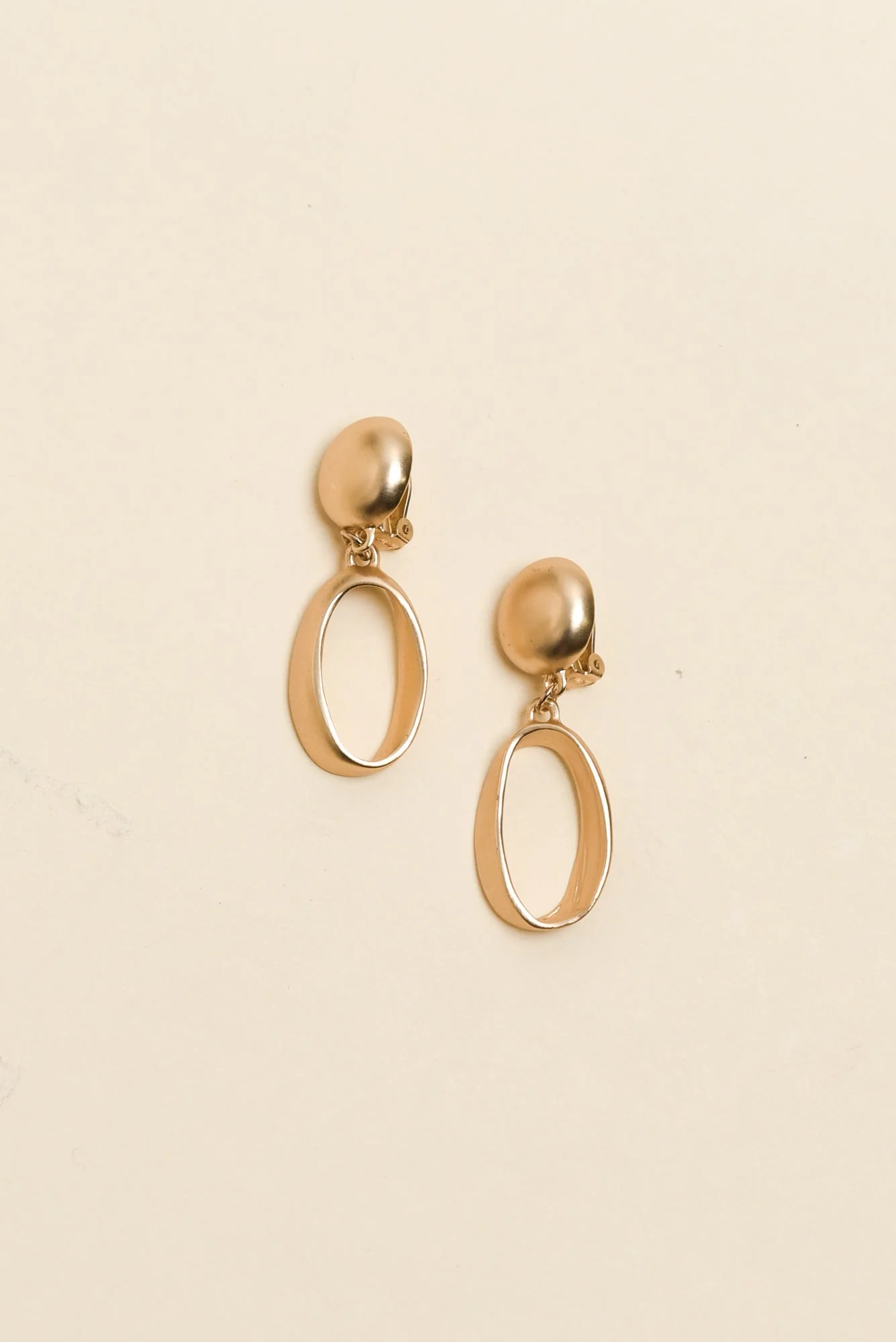 Evolet Gold Oval Clip On Earrings