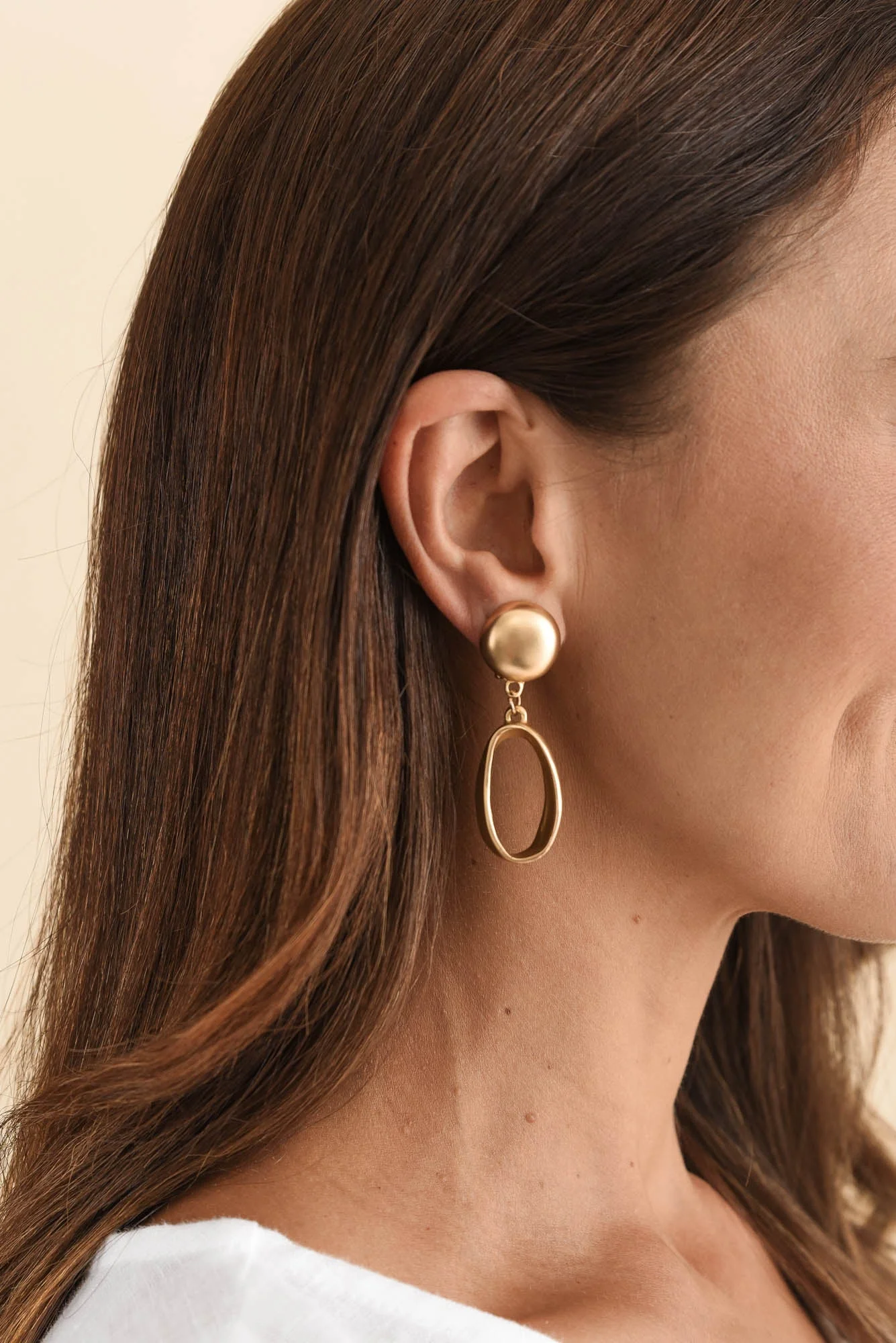 Evolet Gold Oval Clip On Earrings - Image 2