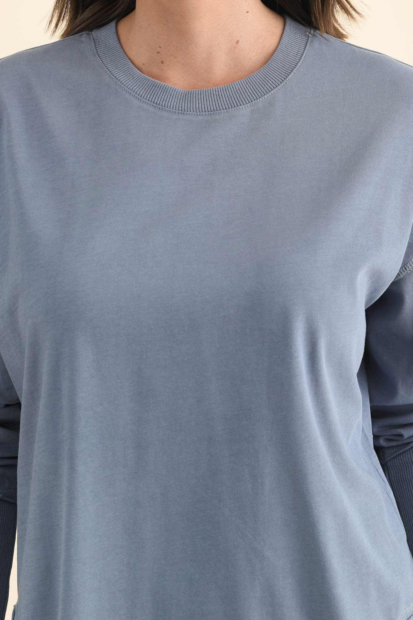 Farrah Blue Cotton Long Sleeve Top - Image 5