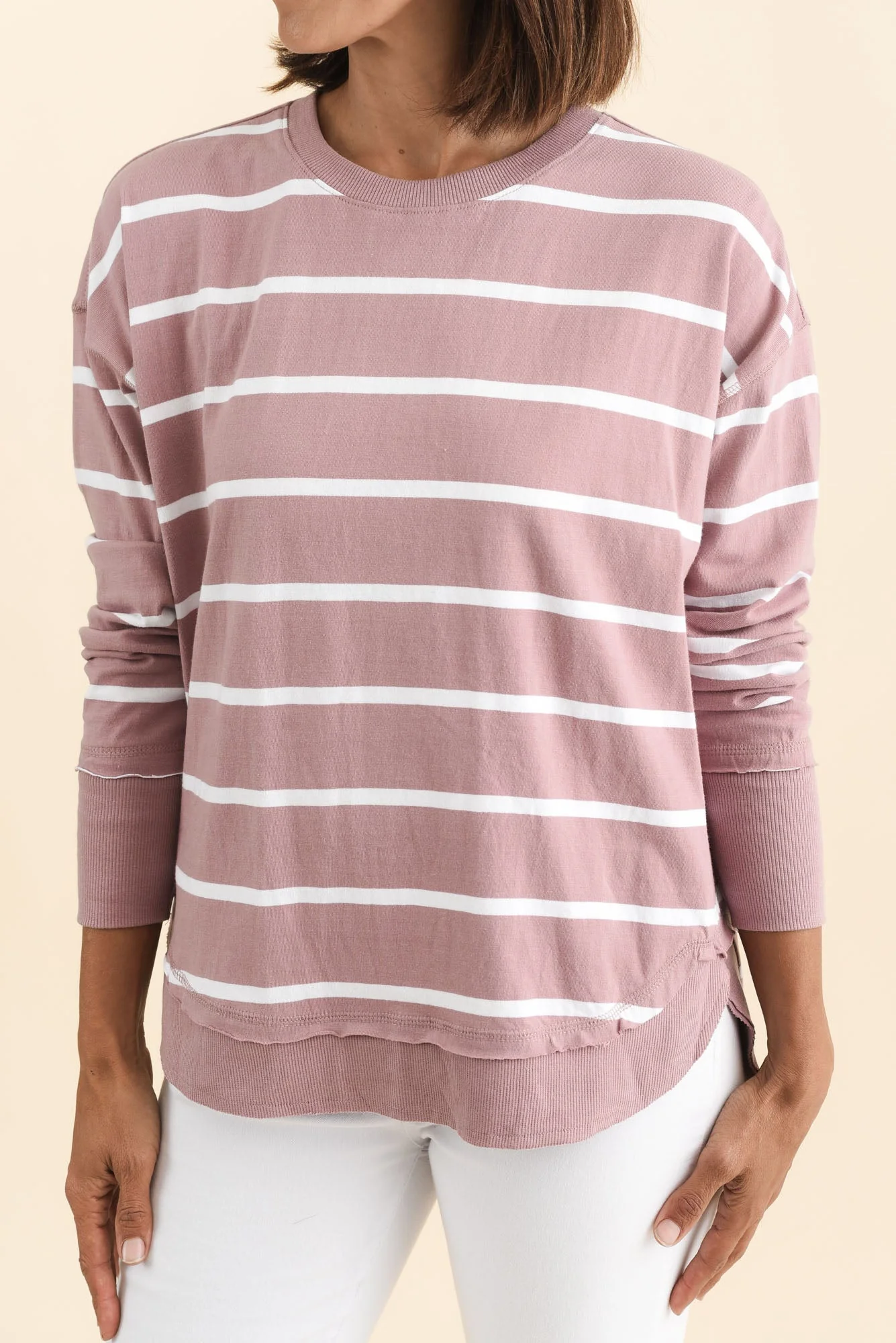 Farrah Blush Stripe Cotton Long Sleeve Top - Image 5