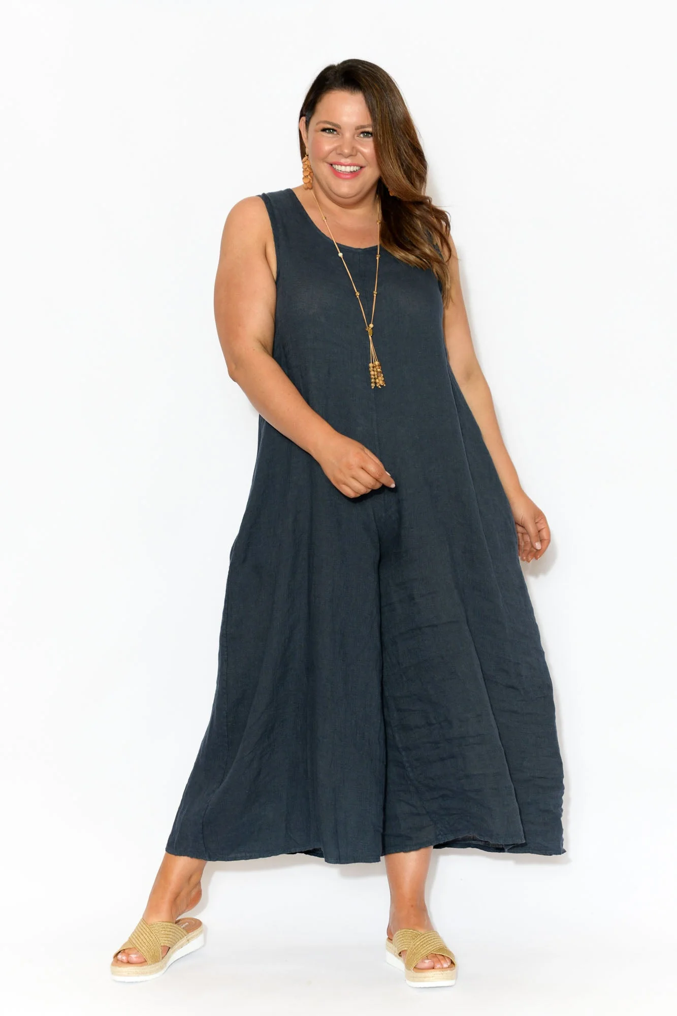 Fay Navy Linen Jumpsuit - Image 7
