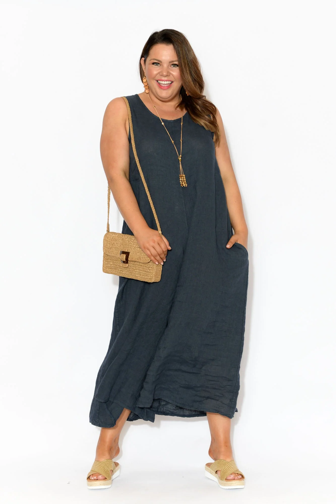 Fay Navy Linen Jumpsuit - Image 8
