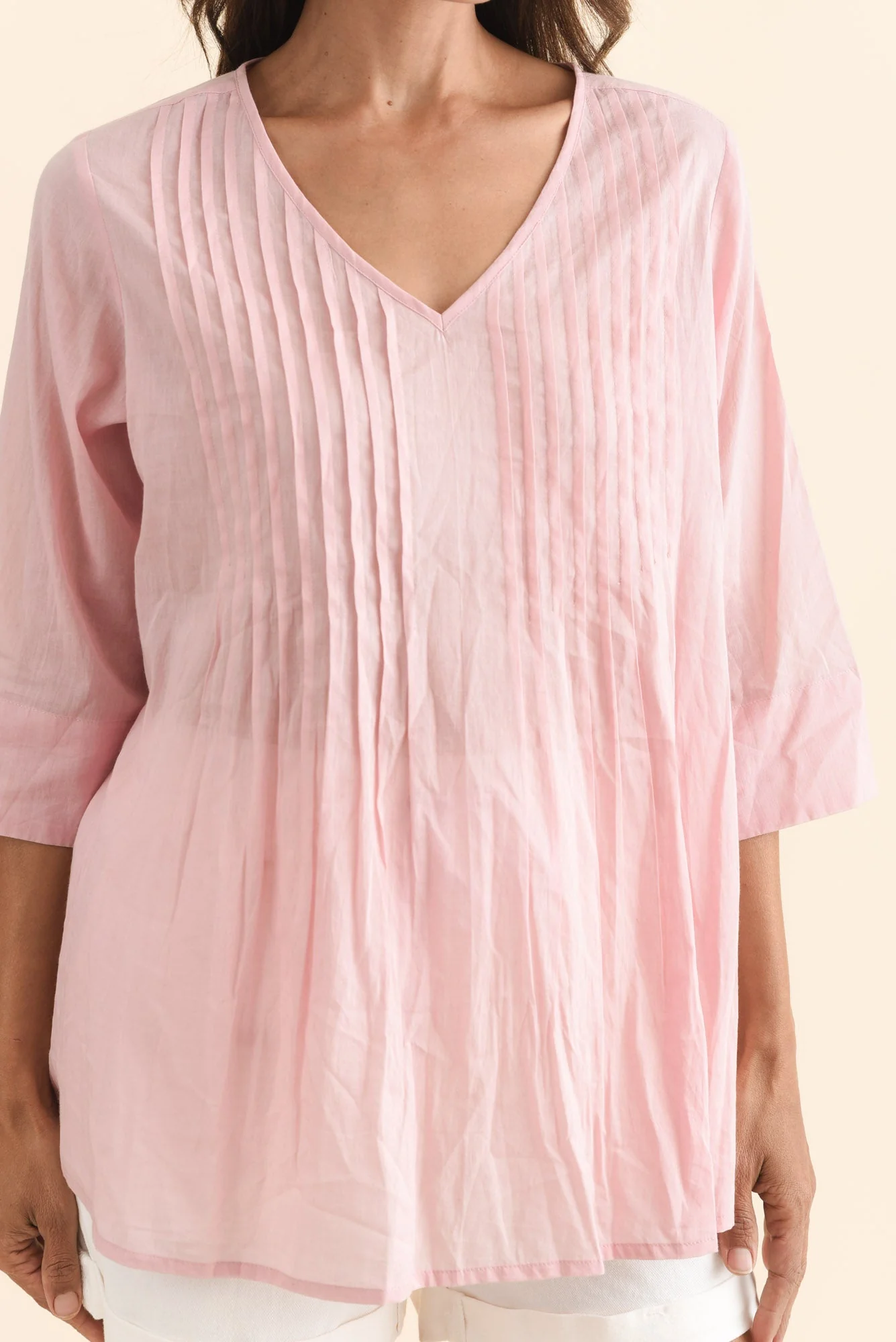 Fia Blush Sleeved Crinkle Cotton Top - Image 6