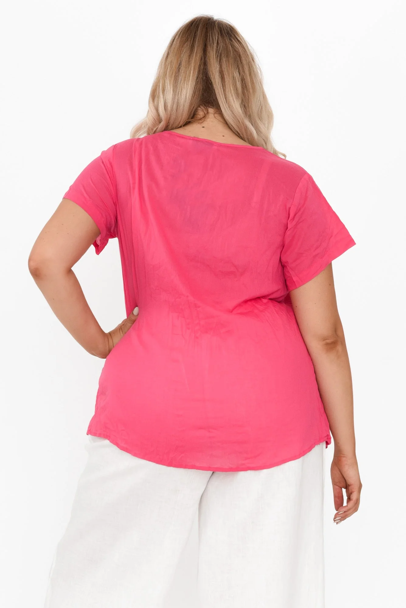 Fia Hot Pink Crinkle Cotton Top - Image 10