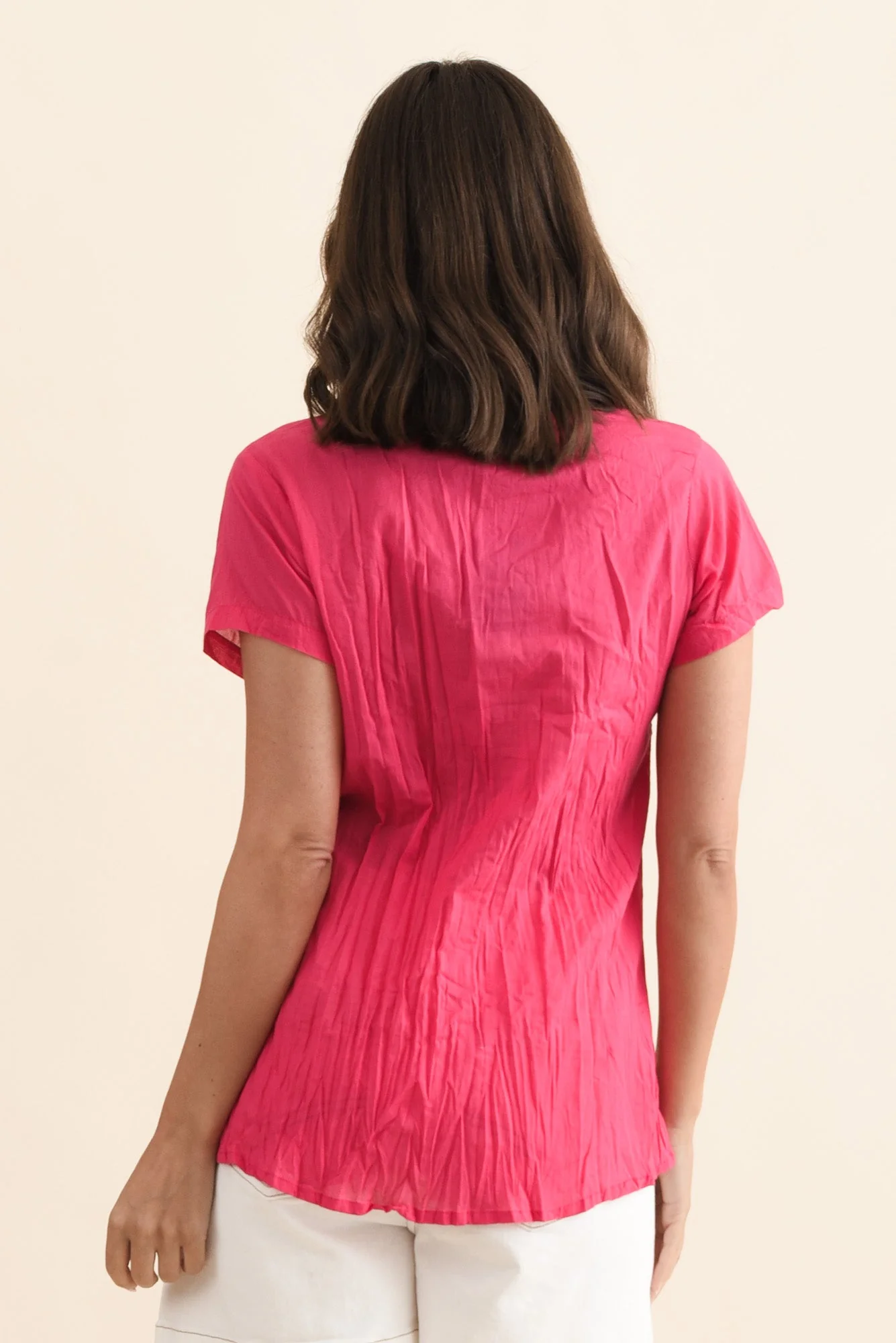 Fia Hot Pink Crinkle Cotton Top - Image 4