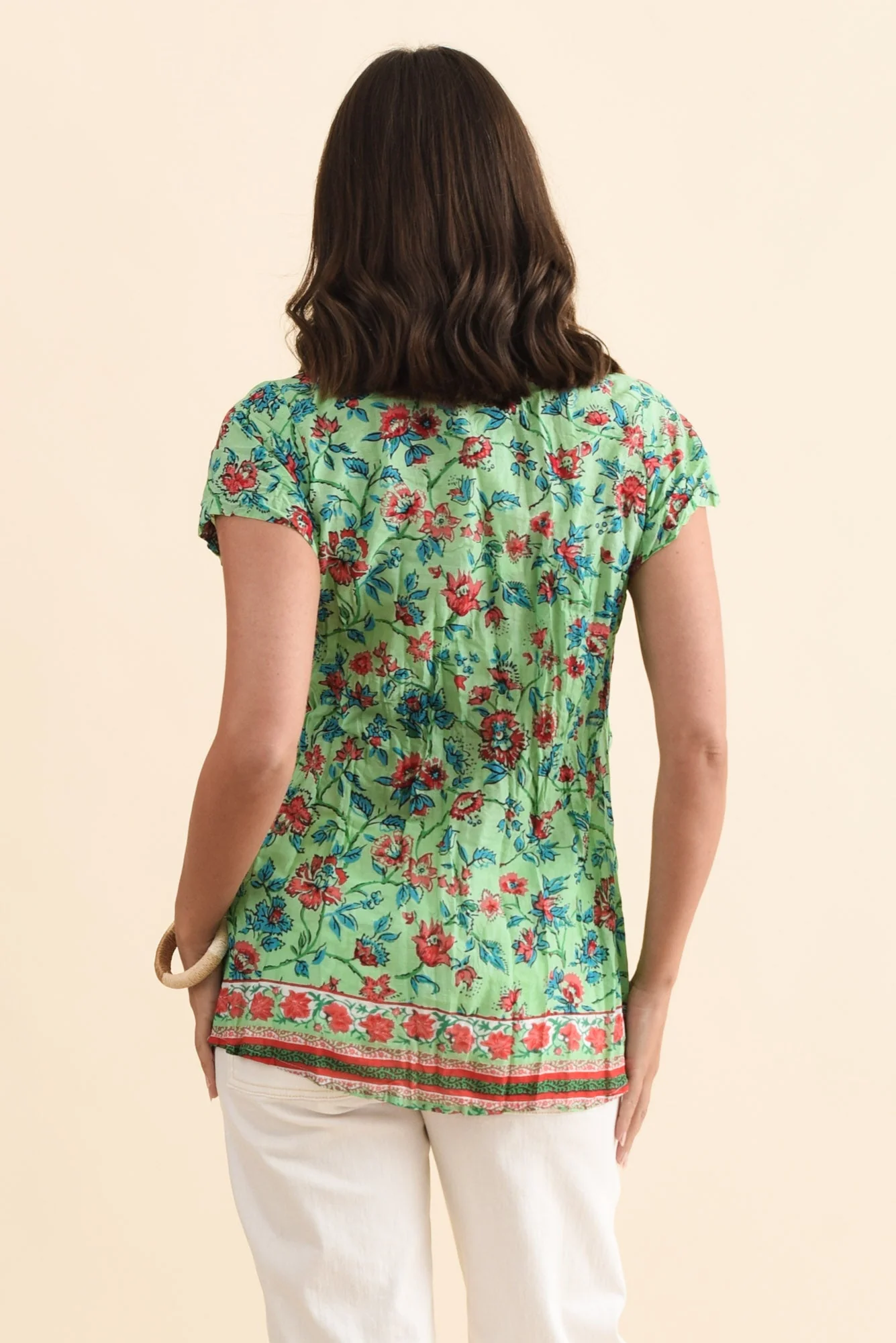 Fia Mint Garden Crinkle Cotton Top - Image 5