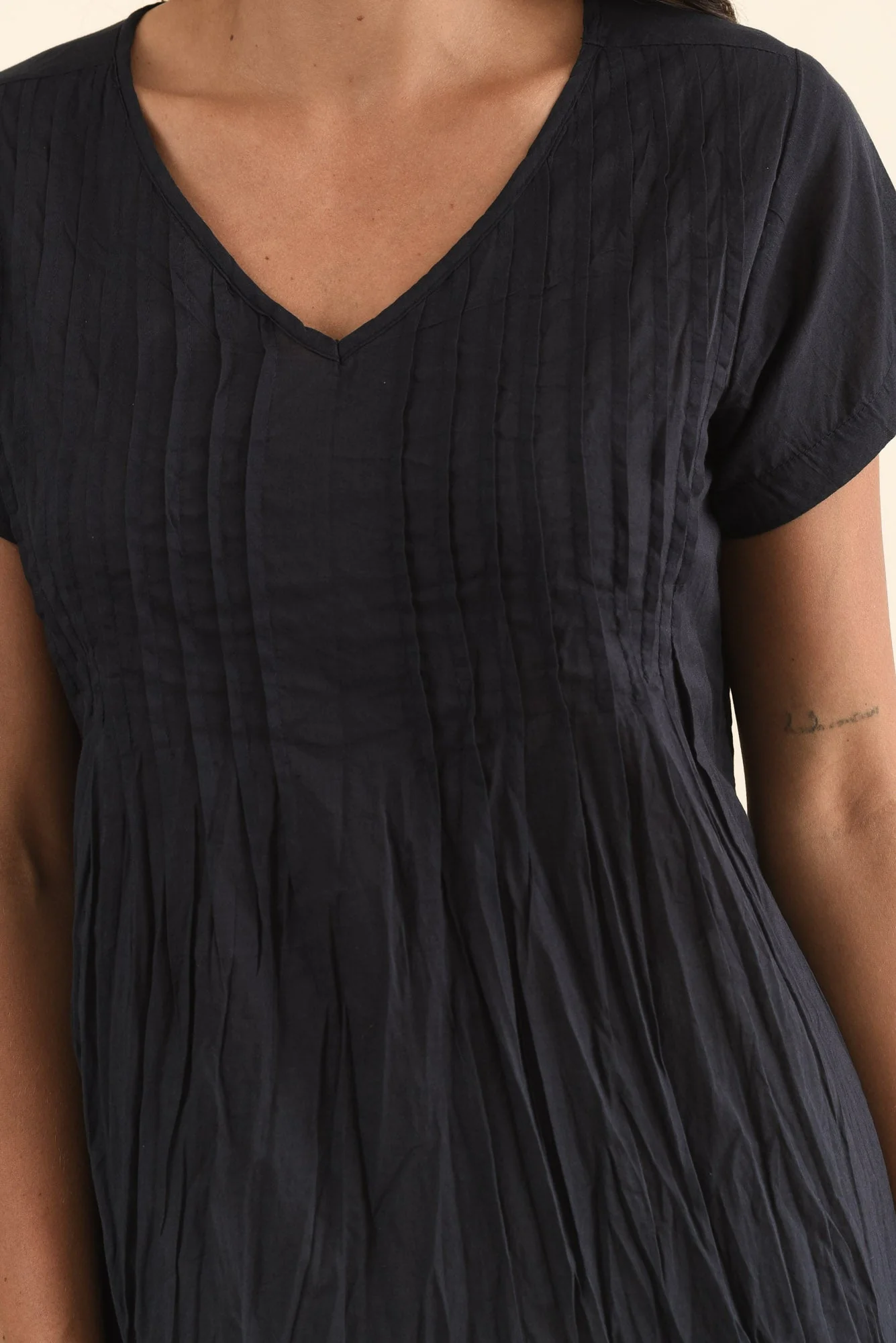 Fia Navy Crinkle Cotton Top - Image 5